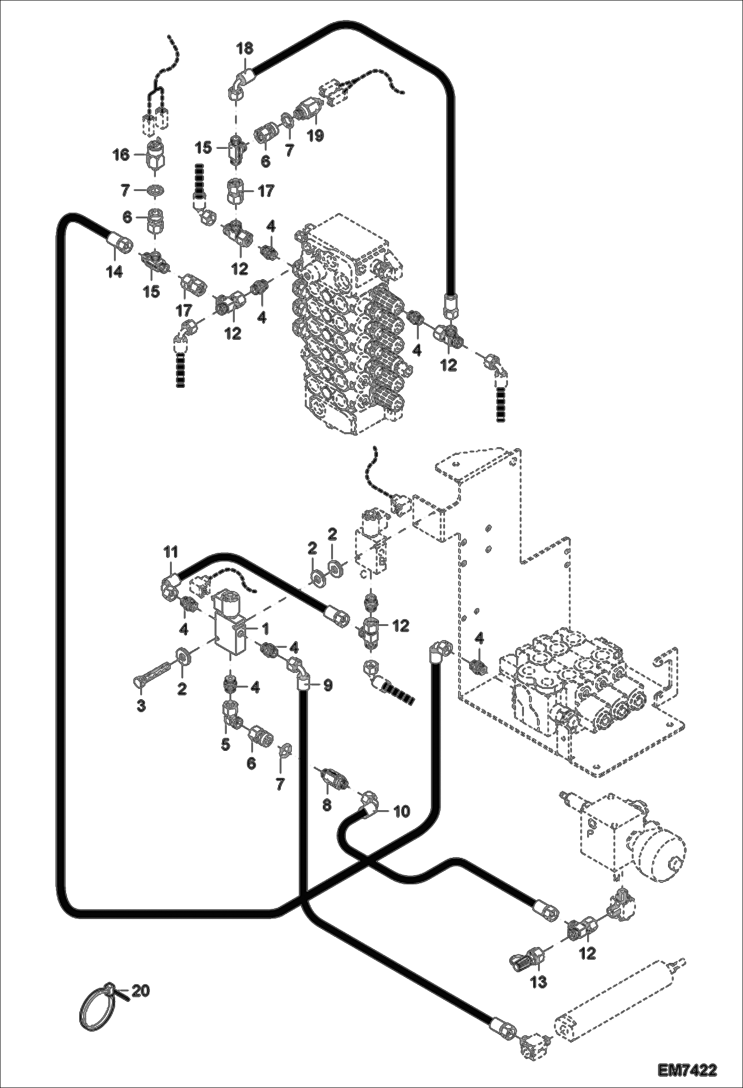 Схема запчастей Bobcat 444 - IDLE AUTOMATIC SYSTEM HYDRAULIC SYSTEM