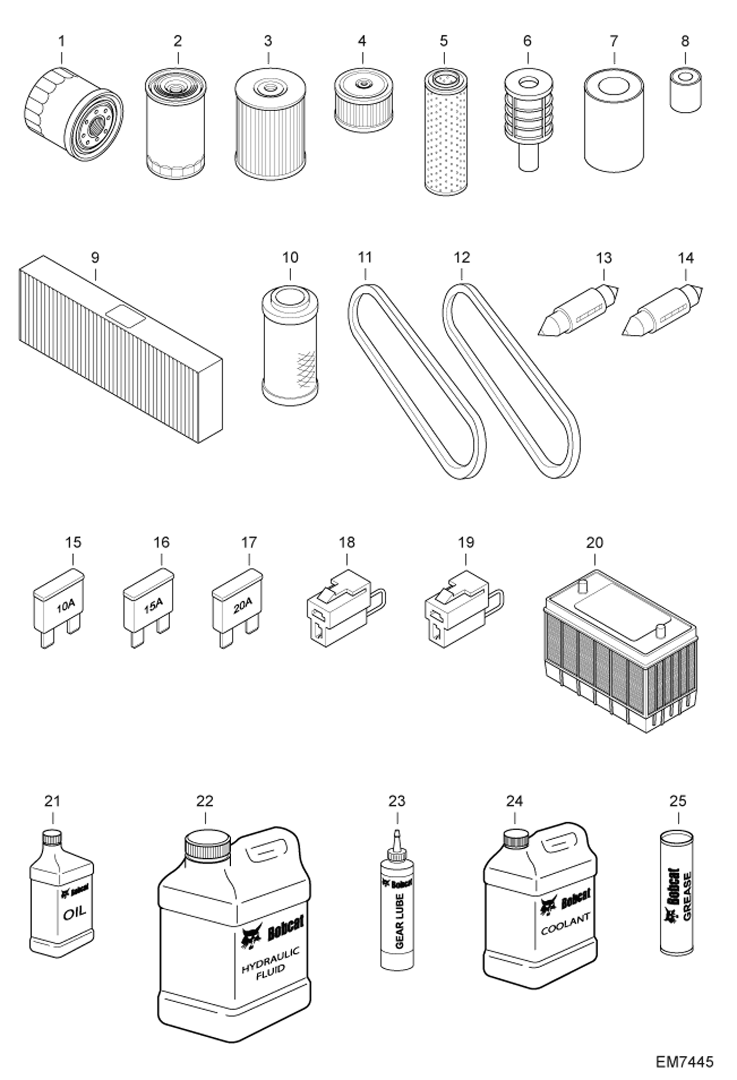 Схема запчастей Bobcat E55W - MAINTENANCE ITEMS (Service Parts) MAINTENANCE ITEMS