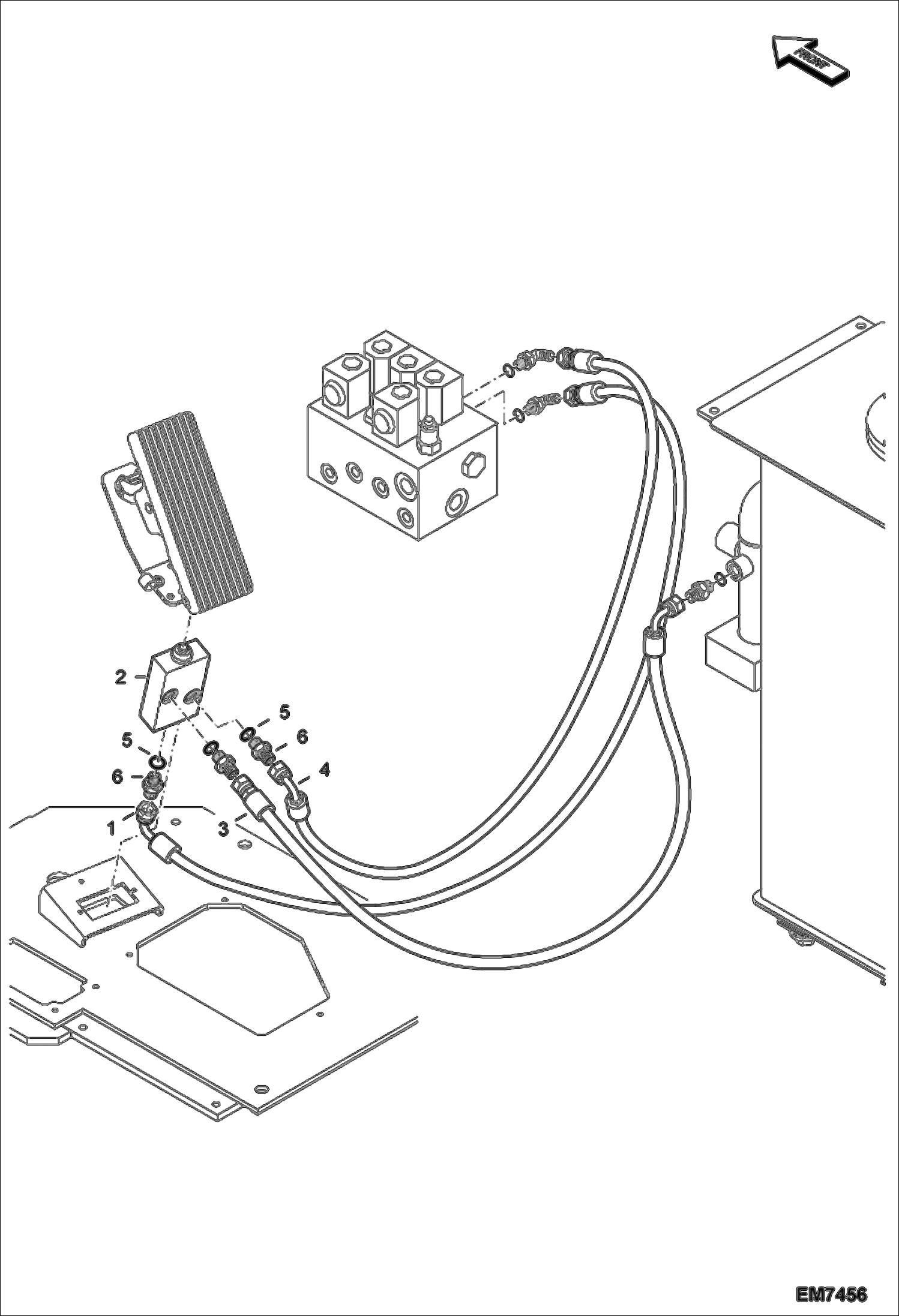 Схема запчастей Bobcat E55W - HYDRAULIC PILOT CIRCUITRY (Travel) HYDRAULIC SYSTEM