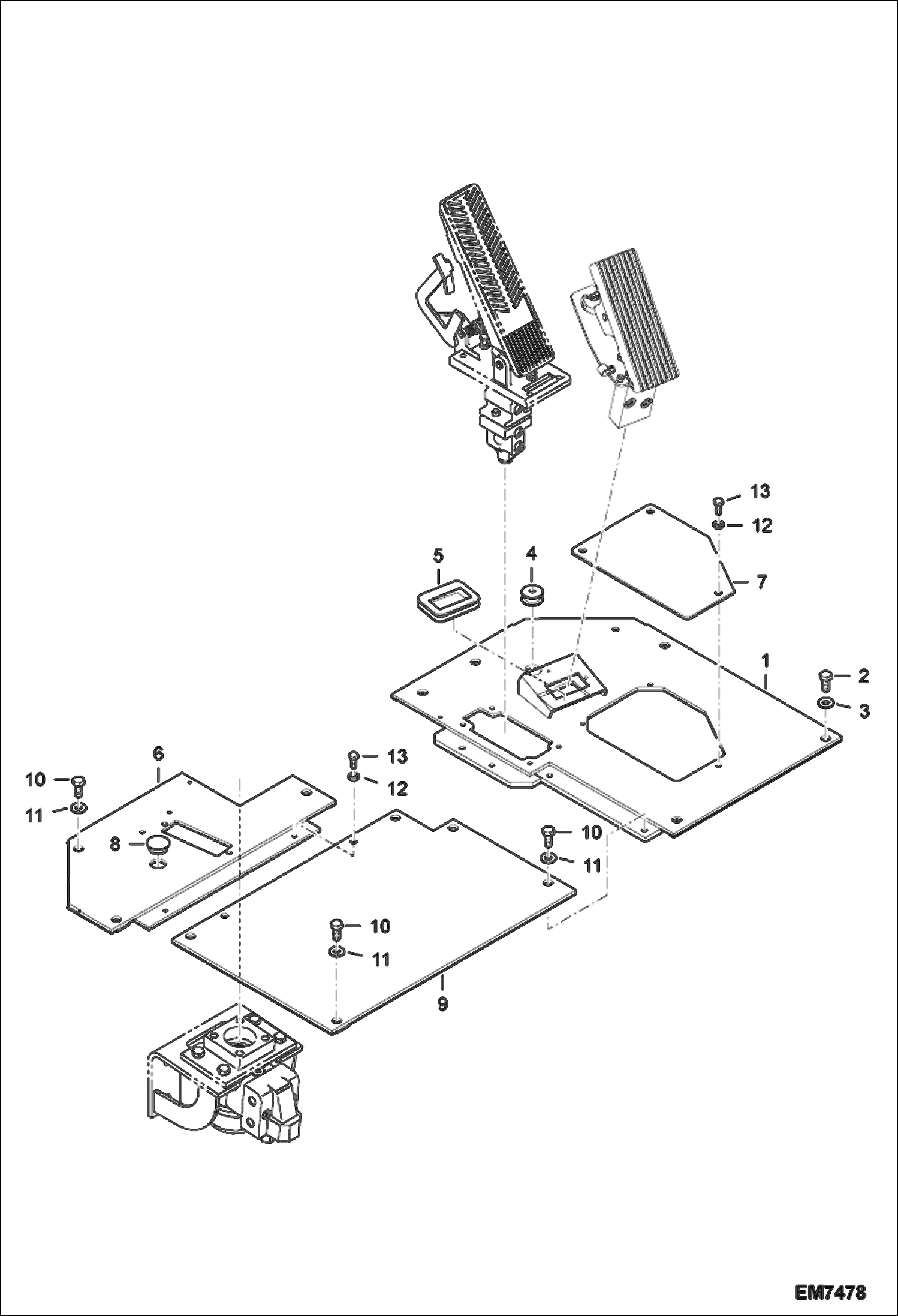 Схема запчастей Bobcat E55W - OPERATOR CAB (Front Floor Plates) MAIN FRAME