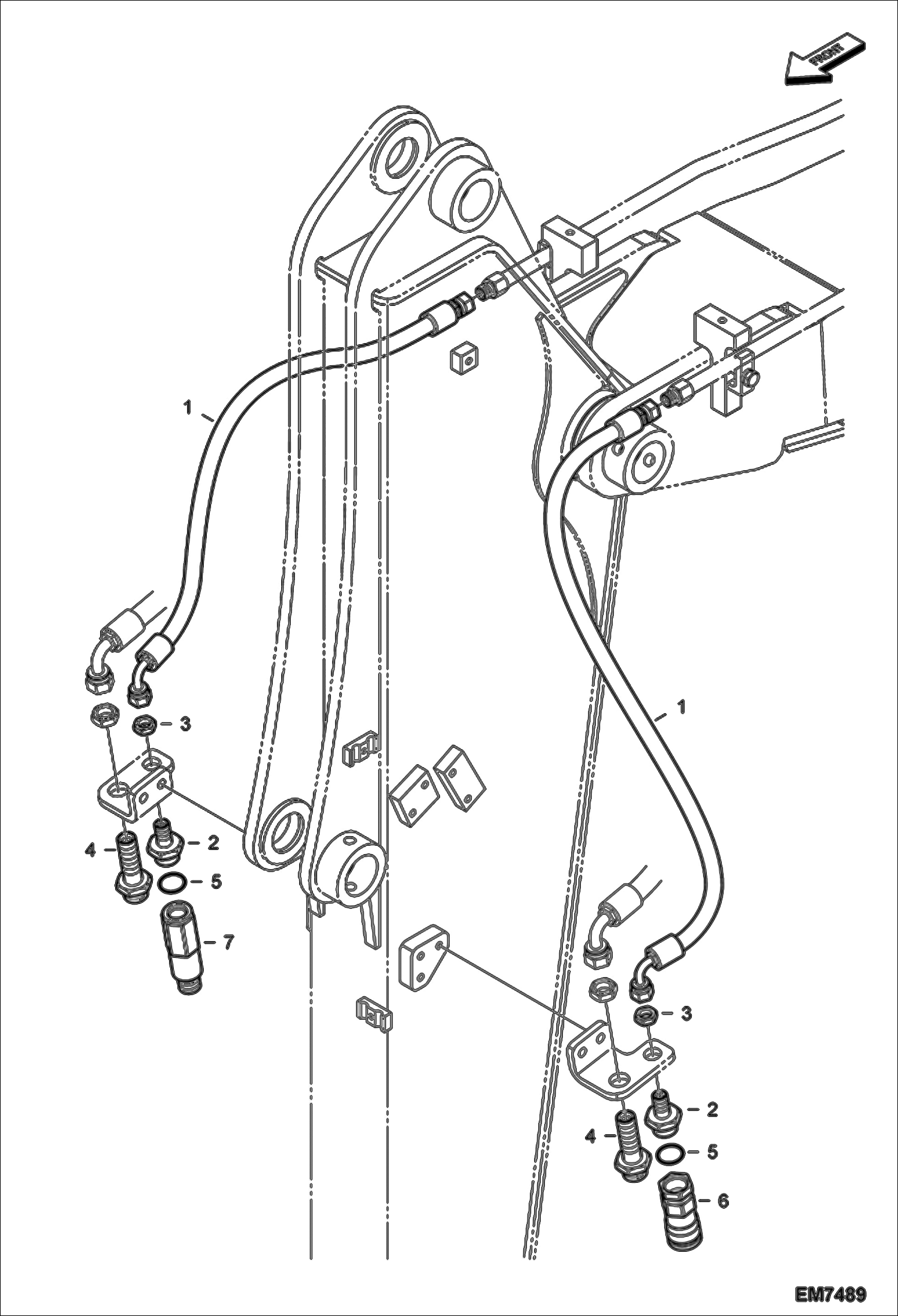 Схема запчастей Bobcat E55W - HYDRAULIC CIRCUITRY (Arm 1.9 m) (2nd Auxiliary/Rotation) HYDRAULIC SYSTEM