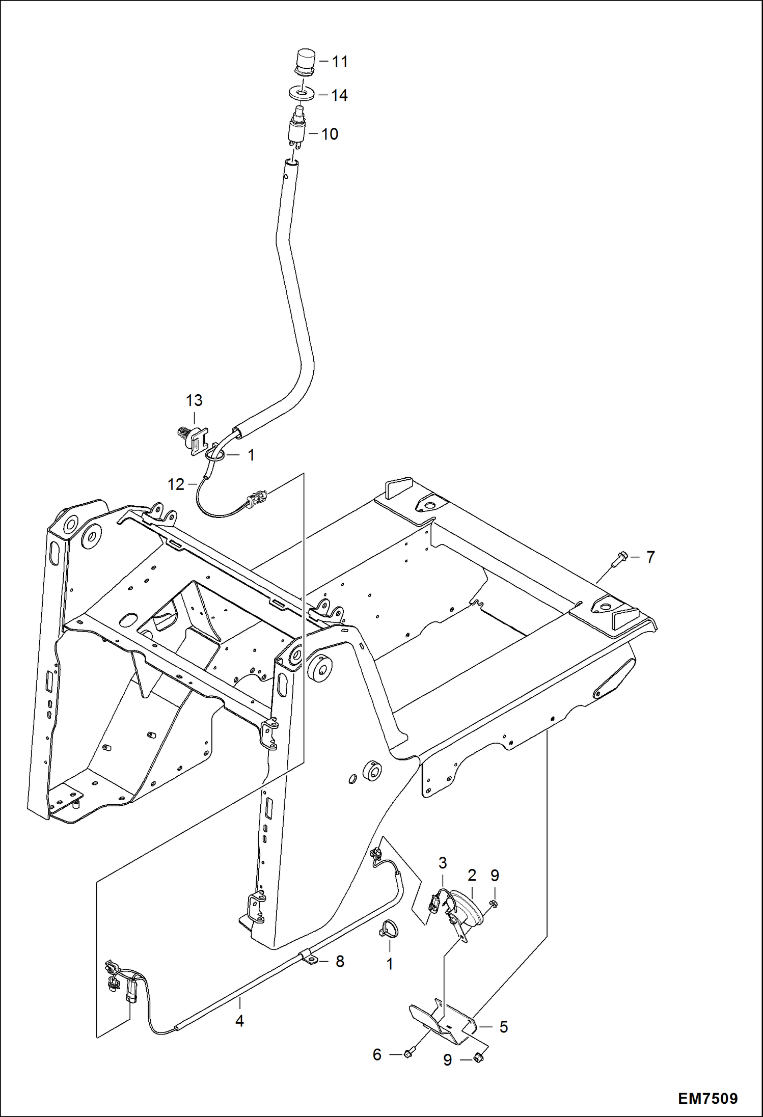 Схема запчастей Bobcat S-Series - HORN (Standard Handles) (Model 0054.0003.01) ACCESSORIES & OPTIONS