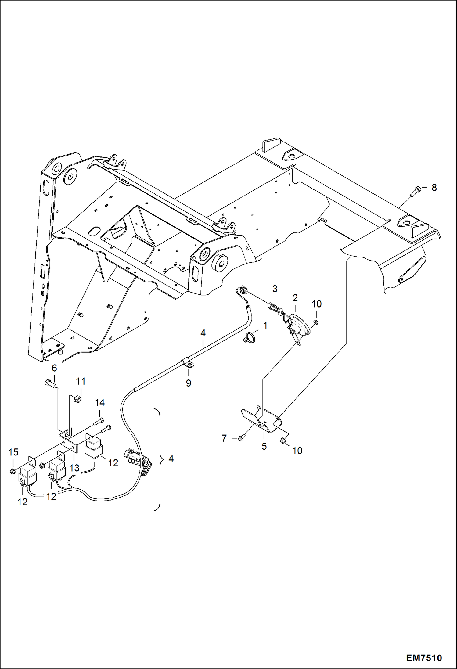 Схема запчастей Bobcat S-Series - HORN (Deluxe Handles) (Model 0054.0003.01) ACCESSORIES & OPTIONS