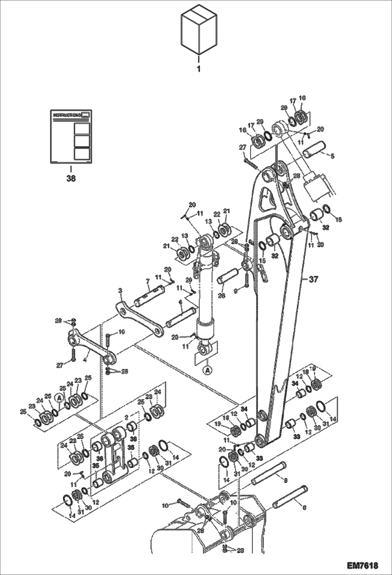 Схема запчастей Bobcat E80 - ARM KIT (Long) (EMEA) ACCESSORIES & OPTIONS