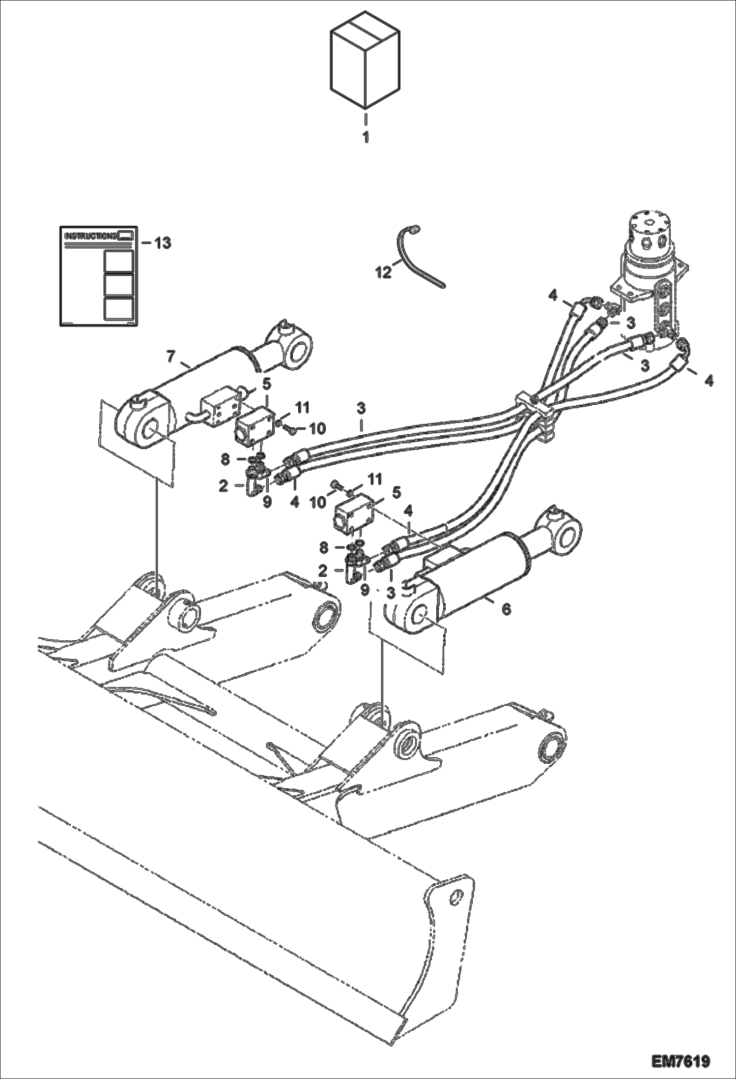 Схема запчастей Bobcat E80 - BLADE CYLINDER KIT (W/Lock Valve) ACCESSORIES & OPTIONS