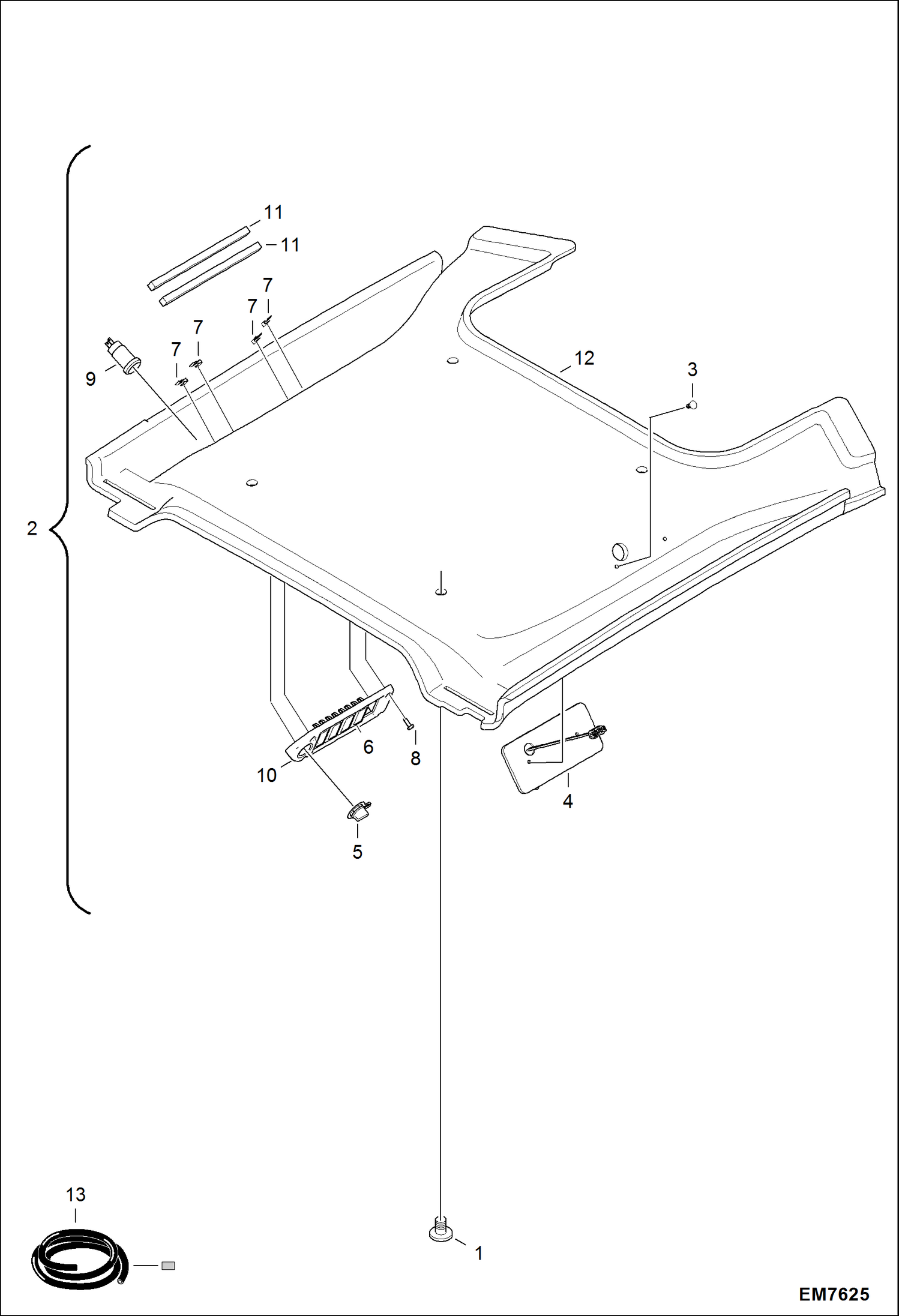 Схема запчастей Bobcat S-Series - OPERATOR CAB (Headliner) MAIN FRAME