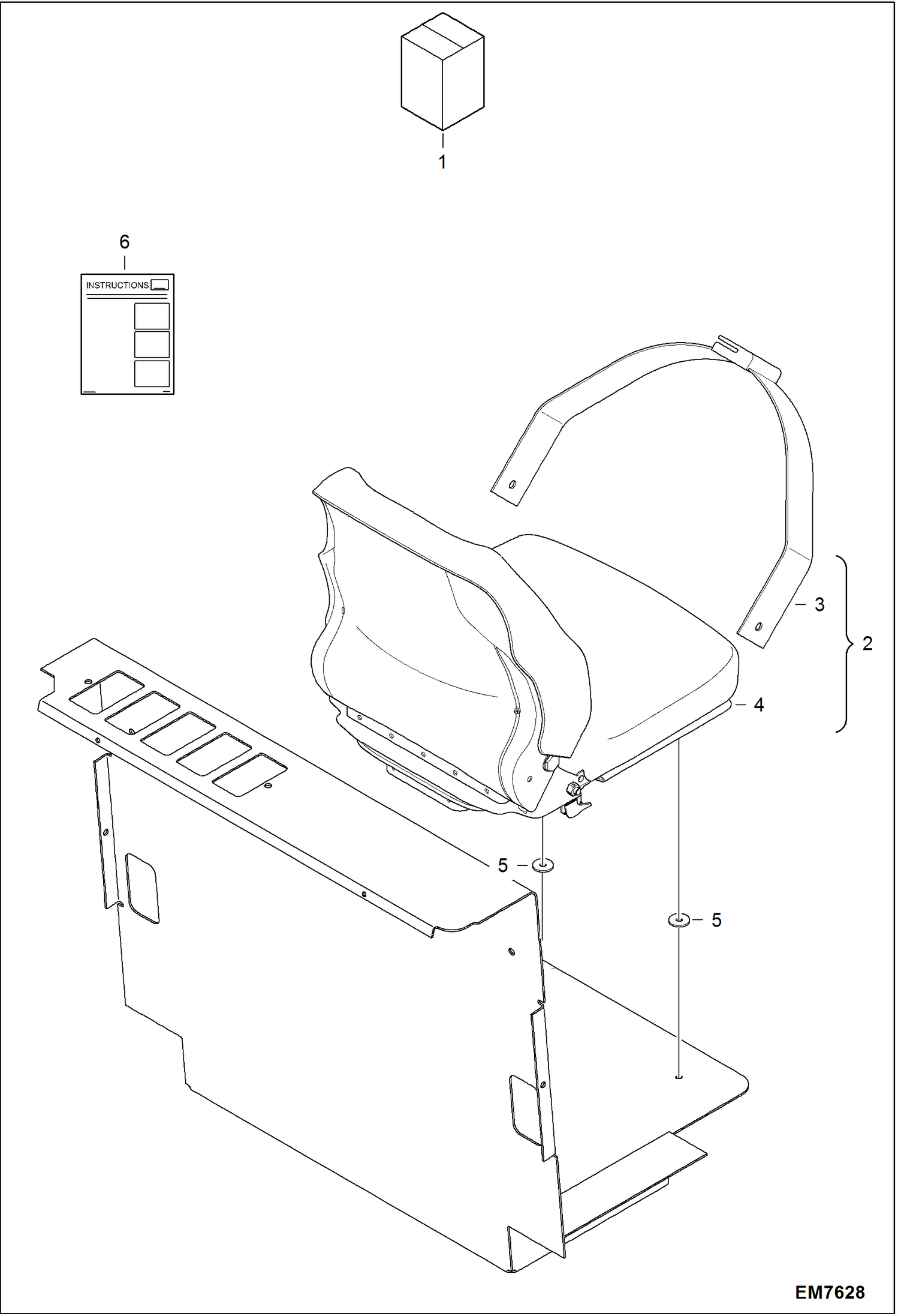 Схема запчастей Bobcat S-Series - SEAT KIT (Vinyl Suspension) ACCESSORIES & OPTIONS