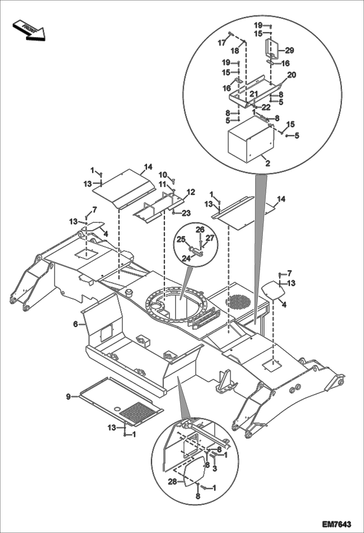 Схема запчастей Bobcat TR35160 - HOUSING & SUPPORTS (Standard Frame) UNDERCARRIAGE