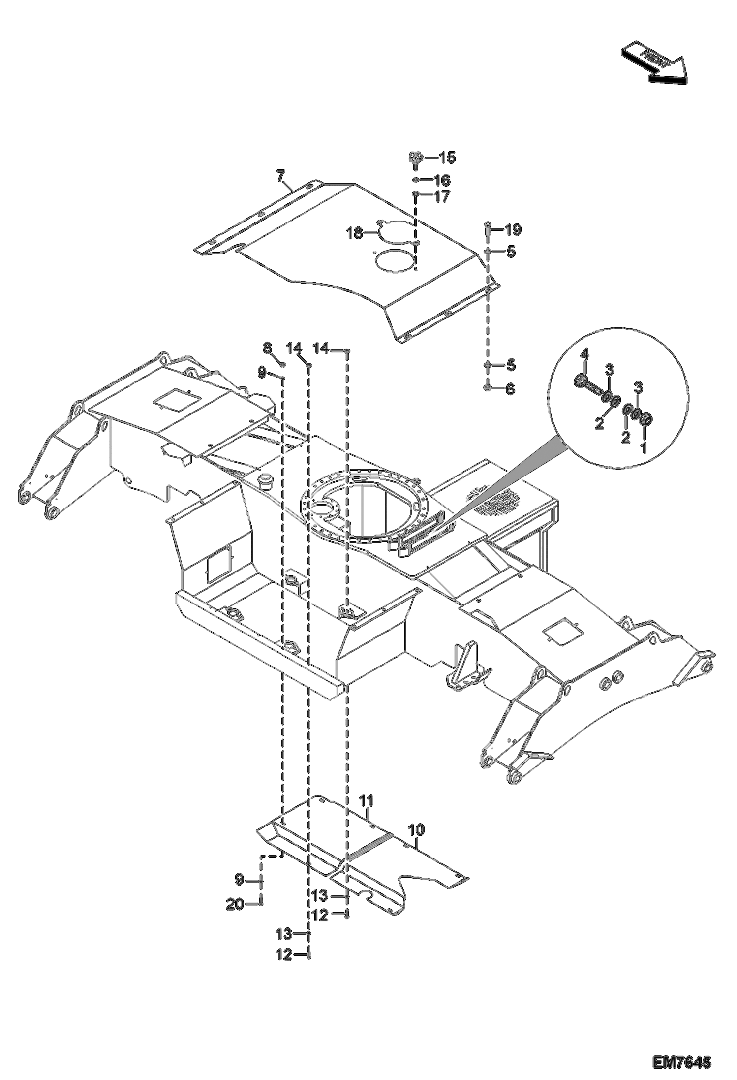 Схема запчастей Bobcat TR35160 - HOUSING (Standard Frame) UNDERCARRIAGE