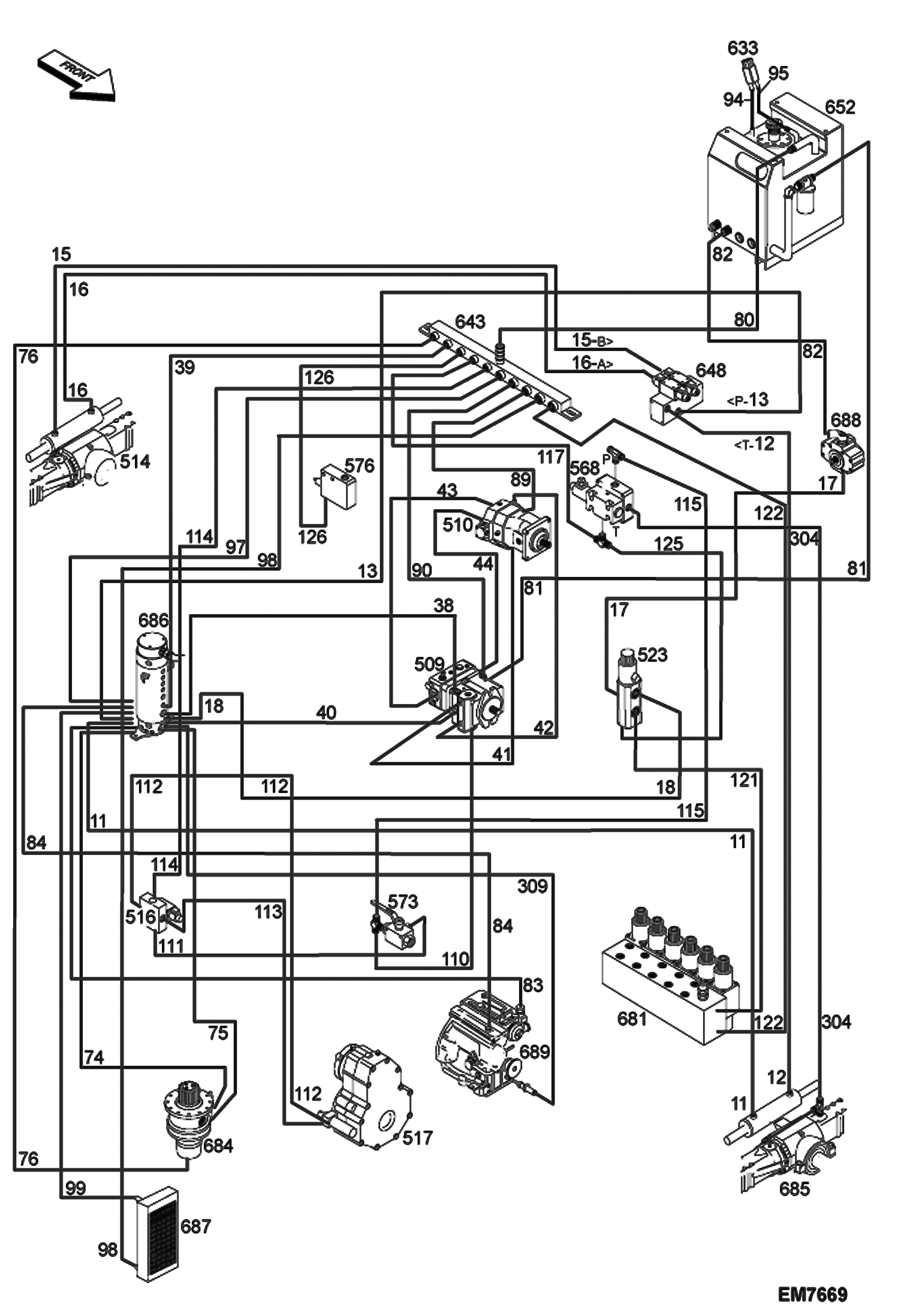 Схема запчастей Bobcat TR35160 - HYDRAULIC CIRCUITRY (Lower section) HYDRAULIC SYSTEM