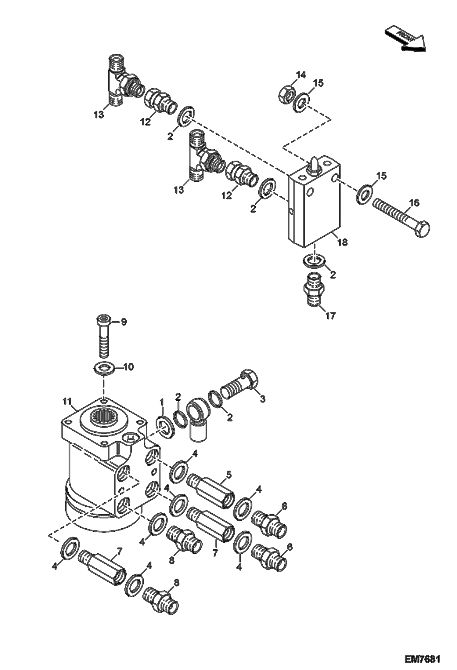 Схема запчастей Bobcat TR35160 - STEERING & INCHING HYDRAULIC SYSTEM