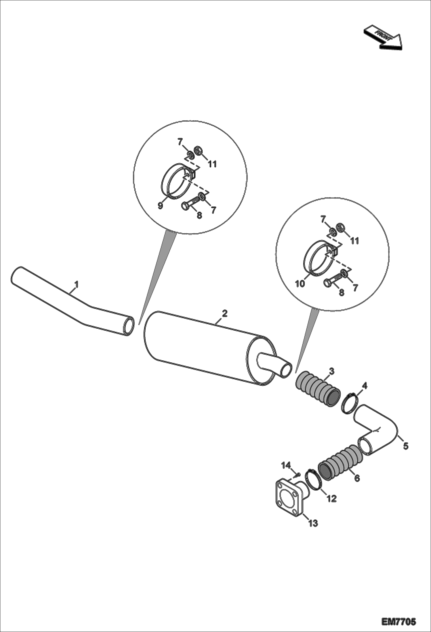 Схема запчастей Bobcat TR35160 - MUFFLER INSTALLATION POWER UNIT