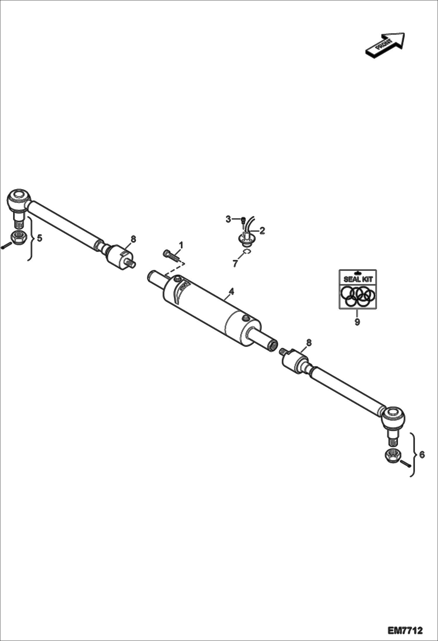 Схема запчастей Bobcat TR35160 - REAR STEERING RODS & CYLINDER DRIVE SYSTEM