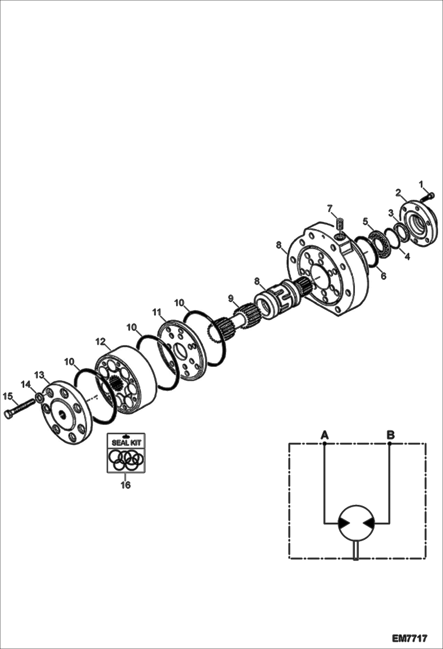 Схема запчастей Bobcat TR35160 - REDUCTION GEAR WITH HYDRAULIC MOTOR (Motor) HYDROSTATIC SYSTEM