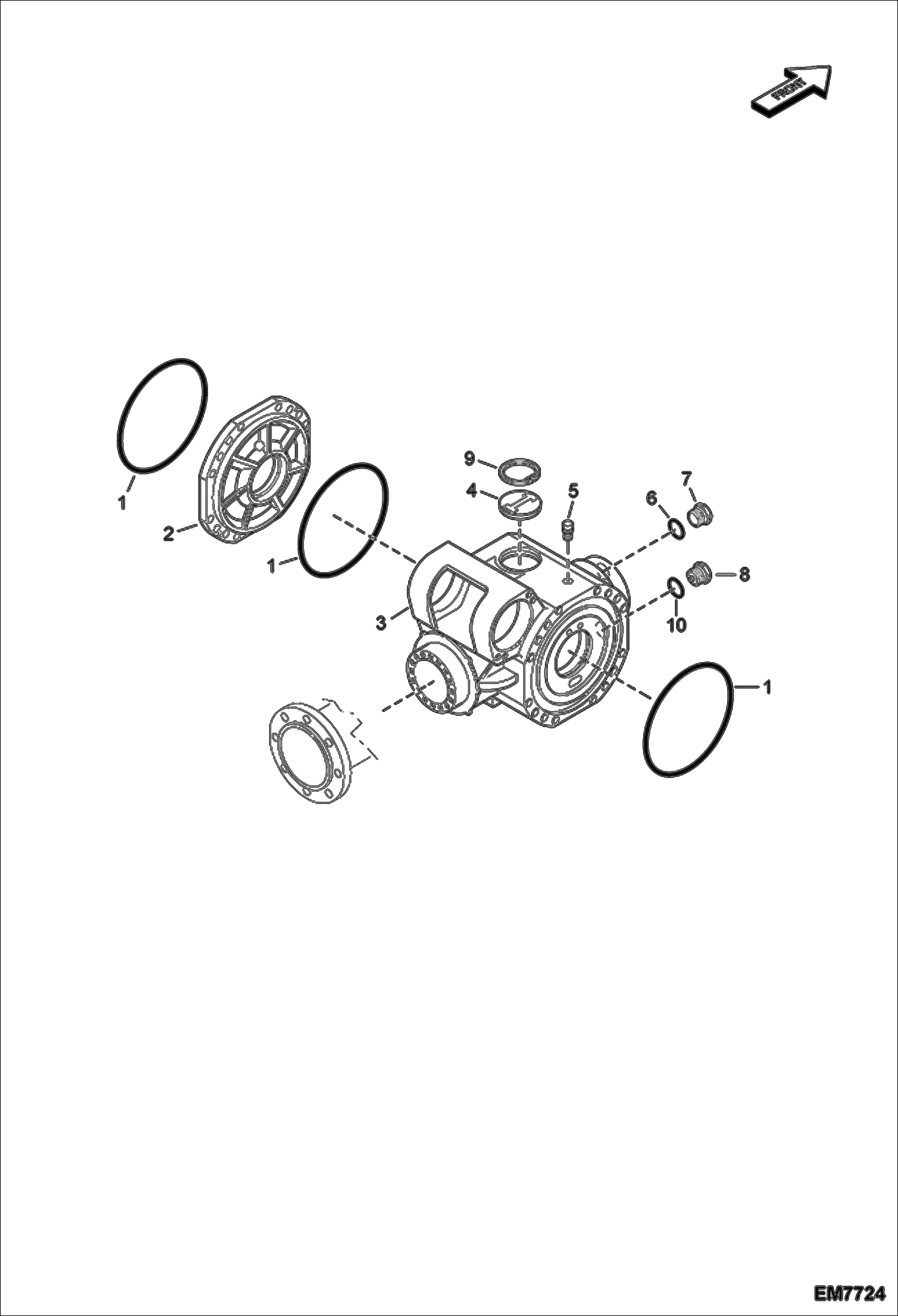 Схема запчастей Bobcat TR35160 - FRONT AXLE DIFFERENTIAL INSTALLATION DRIVE SYSTEM