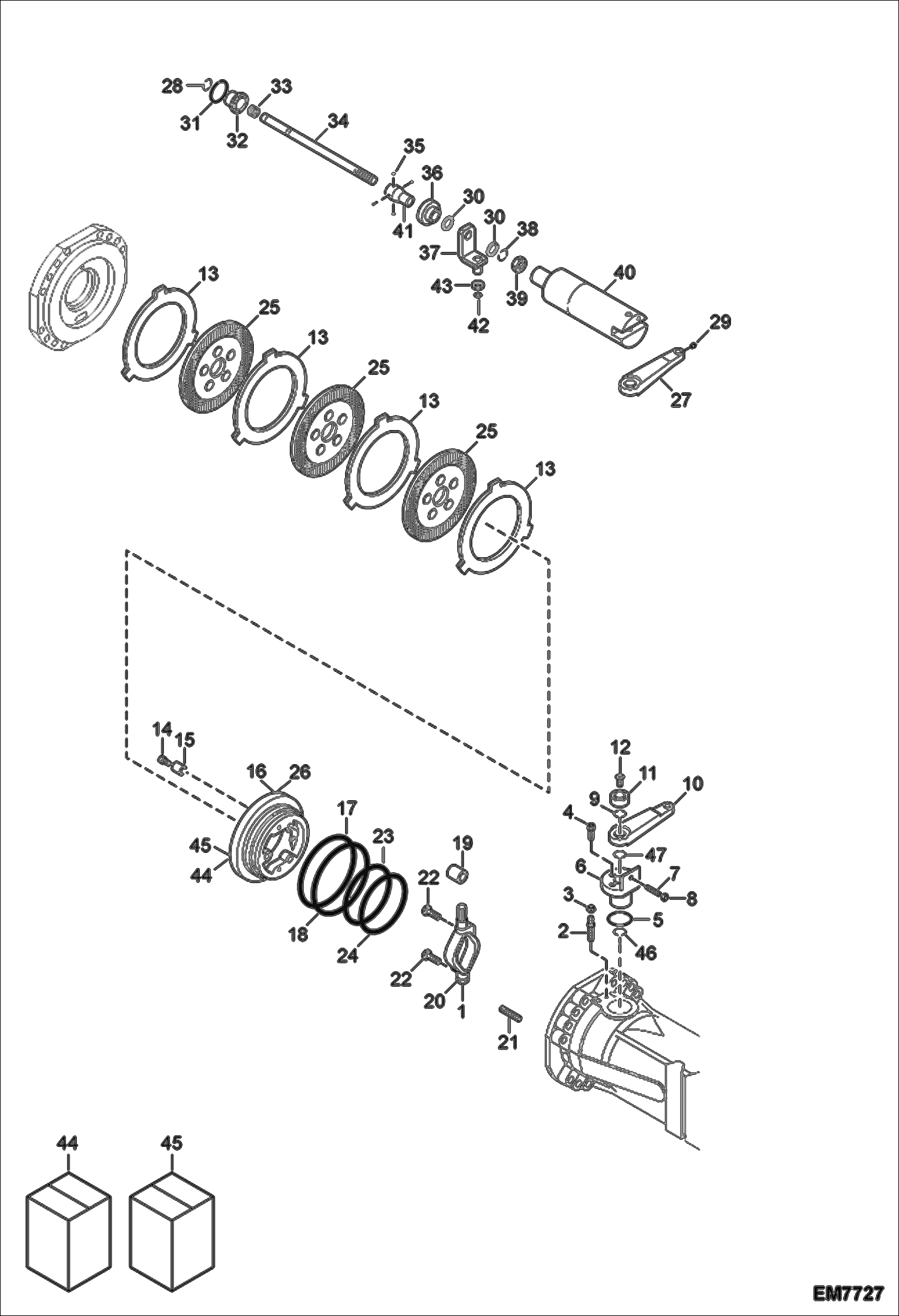 Схема запчастей Bobcat TR35160 - FRONT AXLE DISC BRAKES DRIVE SYSTEM