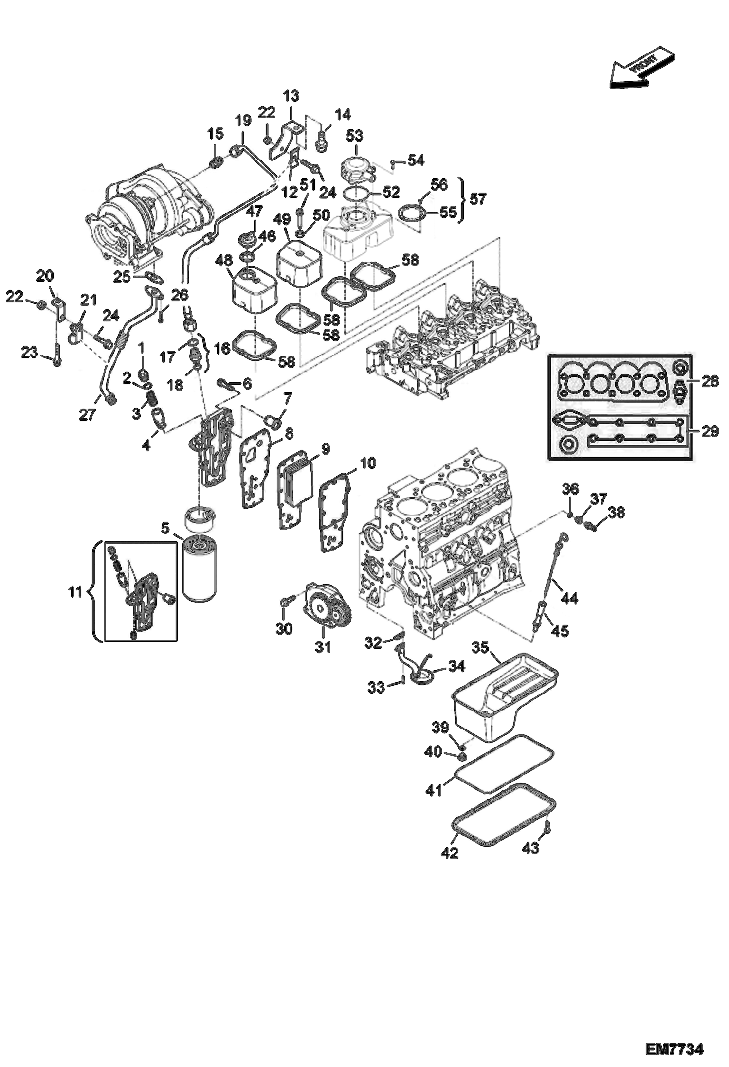 Схема запчастей Bobcat TR35160 - ENGINE COMPONENTS (Oil Circuit) POWER UNIT