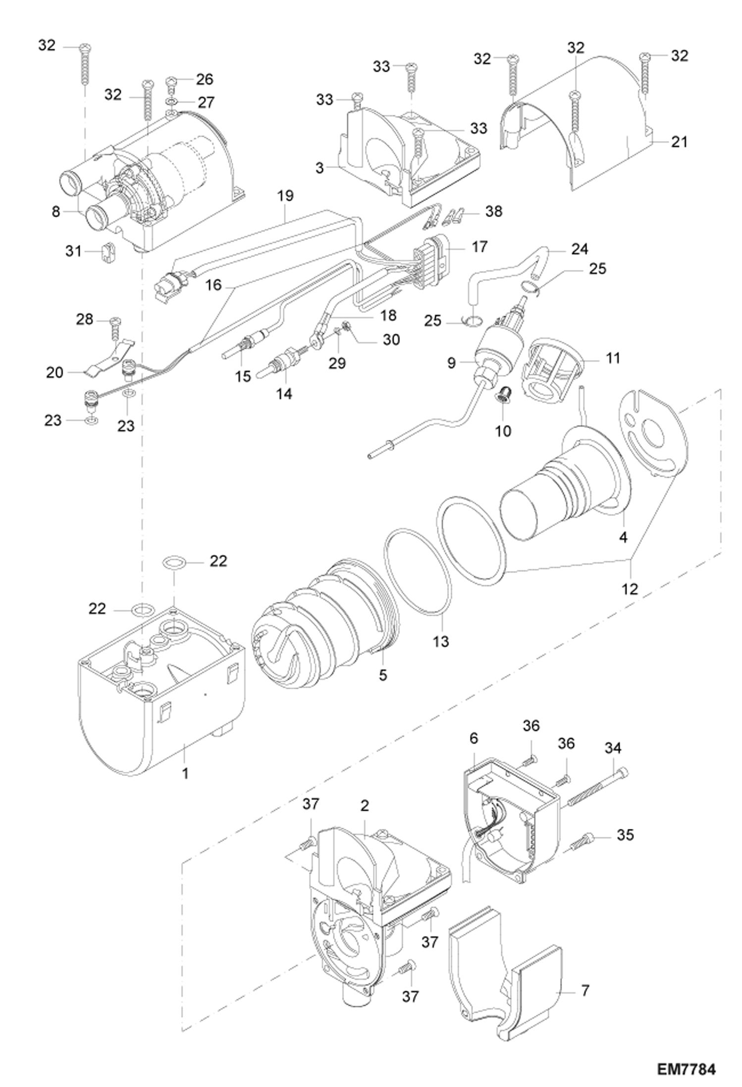 Схема запчастей Bobcat 442 - DIESEL OPERATED HEATING (Heater) POWER UNIT