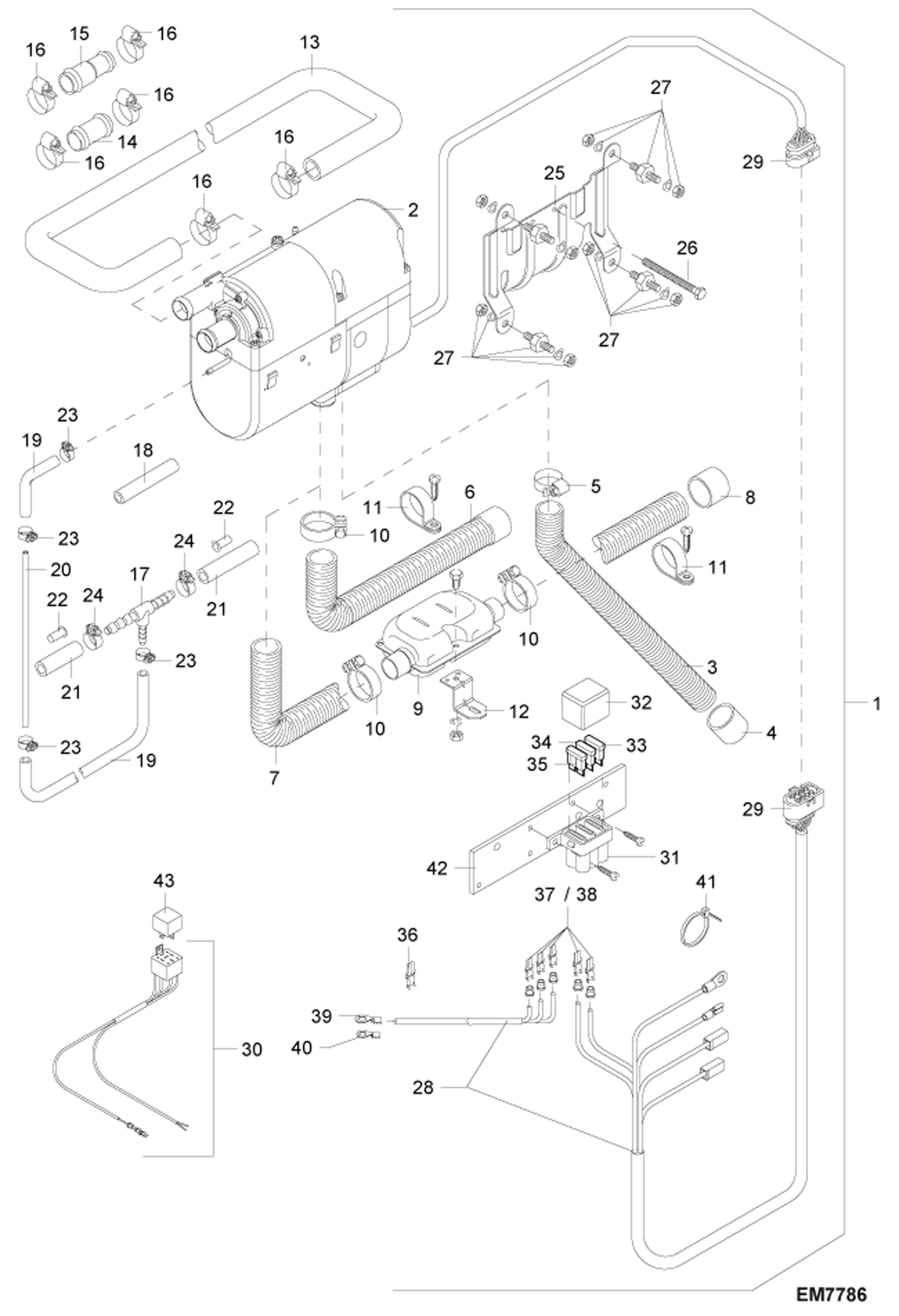 Схема запчастей Bobcat 442 - DIESEL OPERATED HEATING (Mounting Kit) POWER UNIT