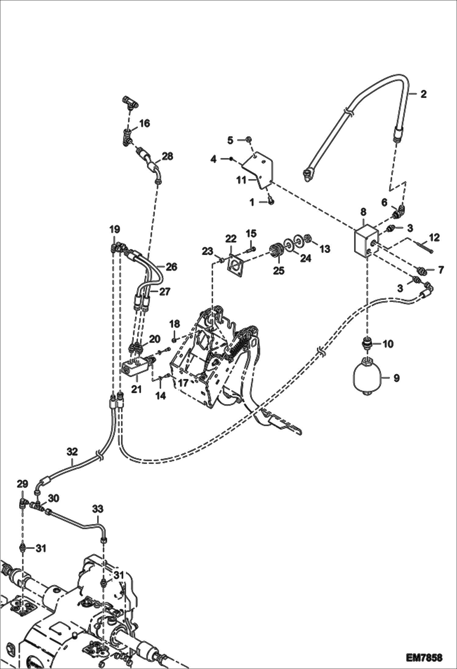 Схема запчастей Bobcat T2556 - SERVICE BRAKE HYDRAULIC INSTALLATION HYDRAULIC SYSTEM