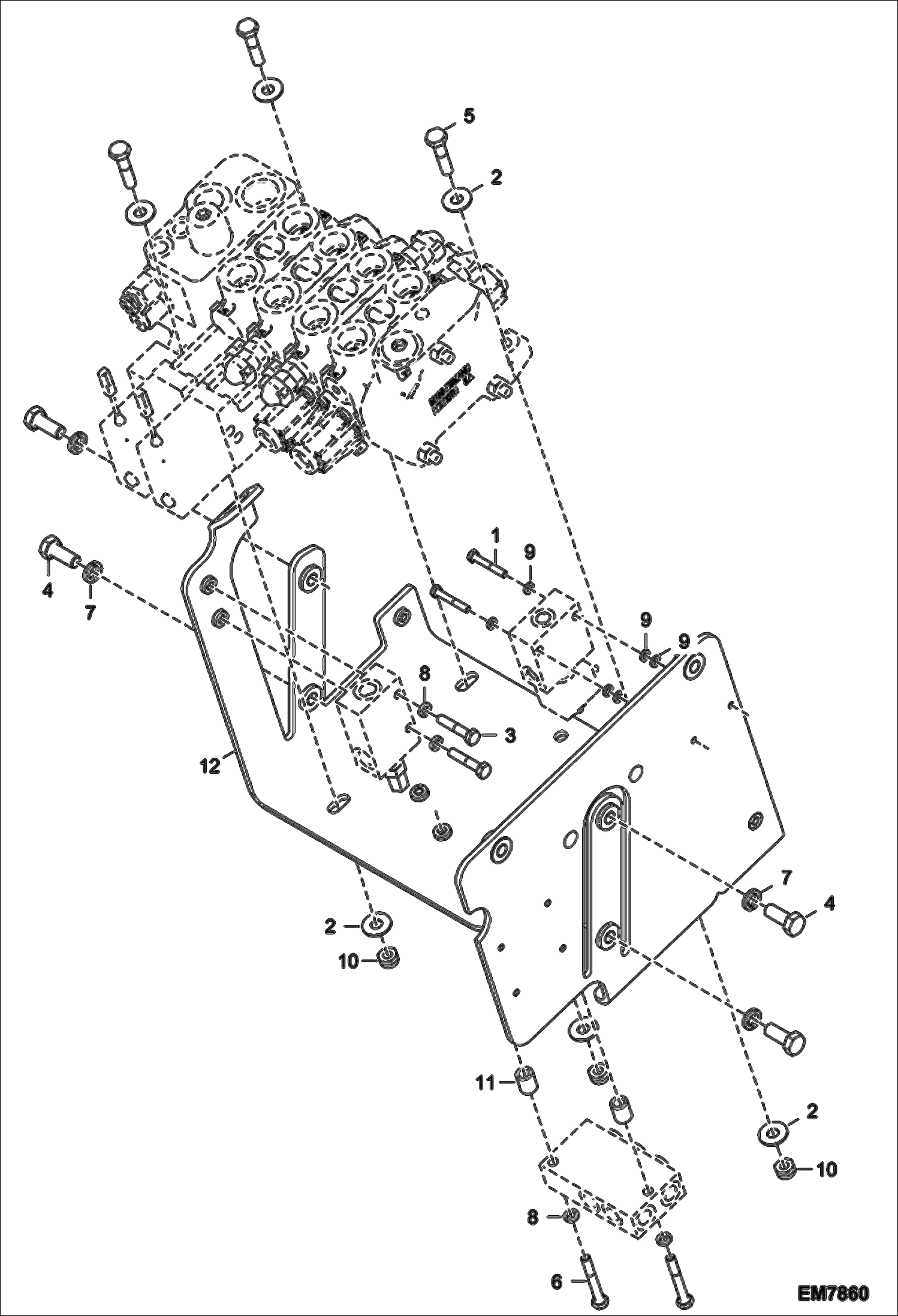 Схема запчастей Bobcat V518 - HYDRAULIC CONTROL VALVE FIXATION HYDRAULIC SYSTEM