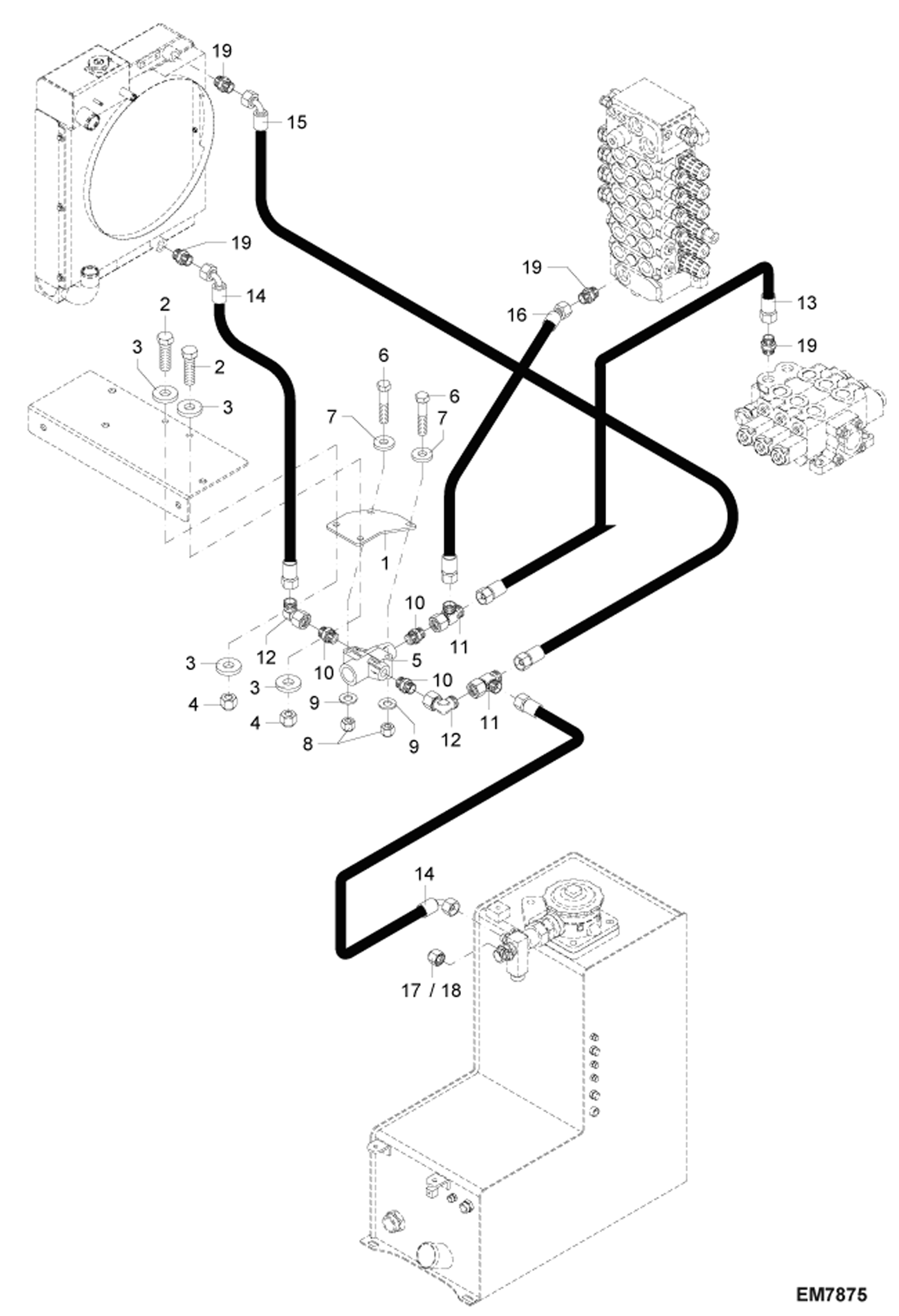 Схема запчастей Bobcat 442 - COOLING PACKAGE HYDRAULIC SYSTEM