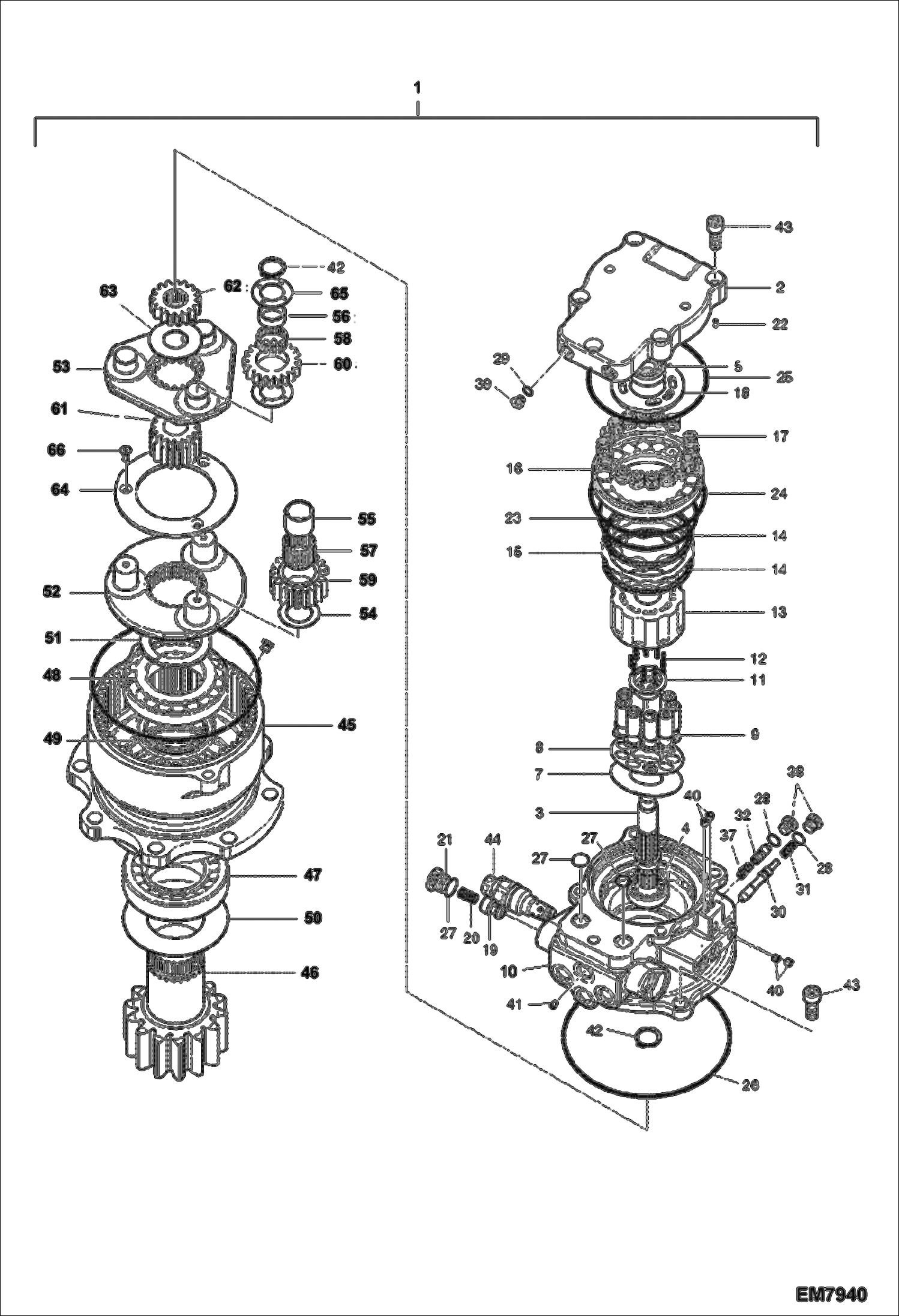 Схема запчастей Bobcat E60 - SLEW MOTOR HYDRAULIC SYSTEM