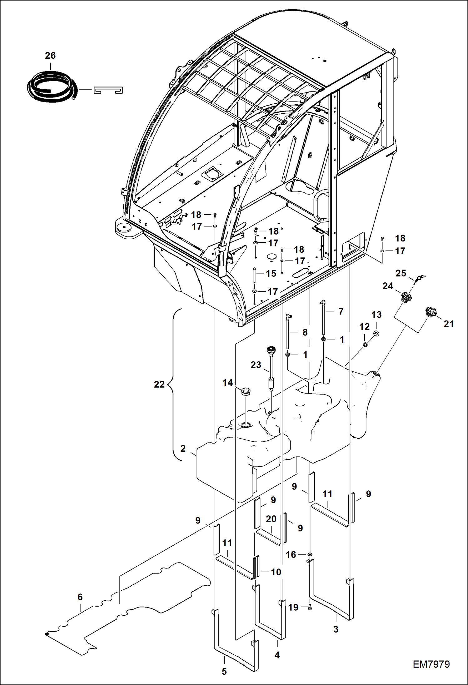 Схема запчастей Bobcat TL360 - FUEL TANK MAIN FRAME