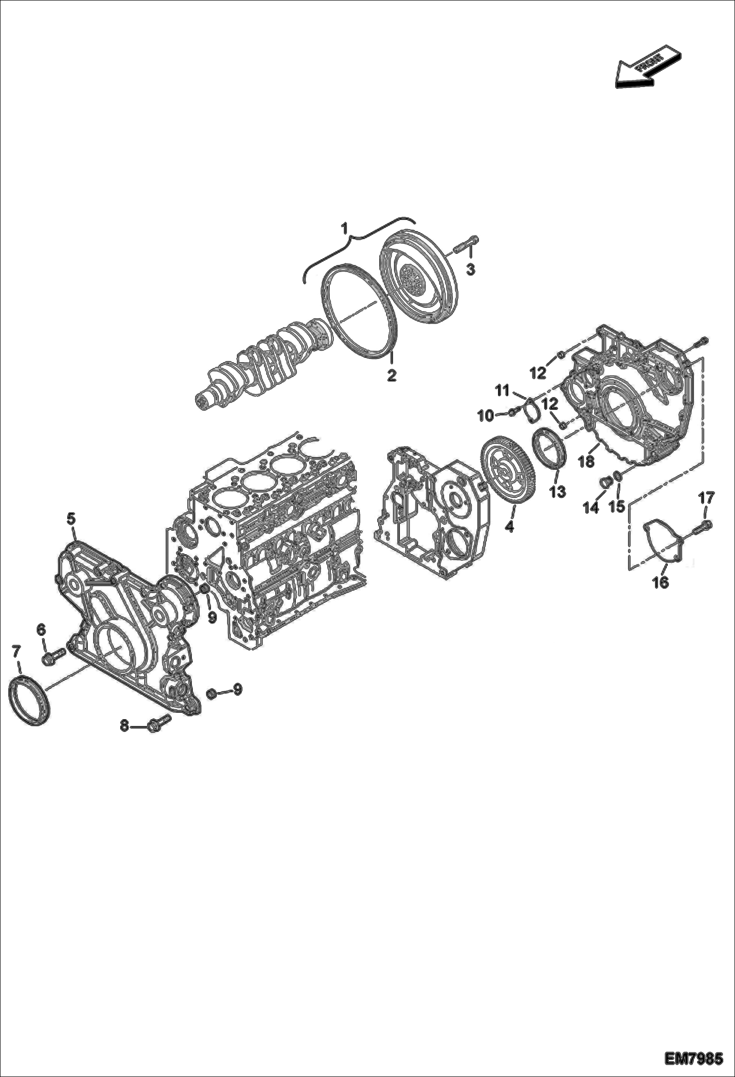 Схема запчастей Bobcat TR35160 - ENGINE COMPONENTS (Gearcase & Flywheel) POWER UNIT