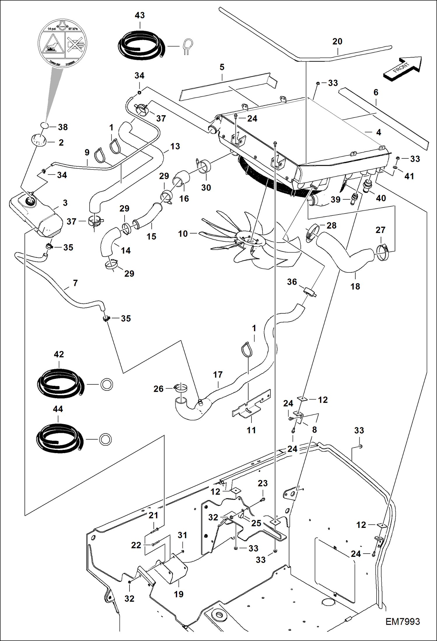 Схема запчастей Bobcat T40140 - COOLING SYSTEM POWER UNIT