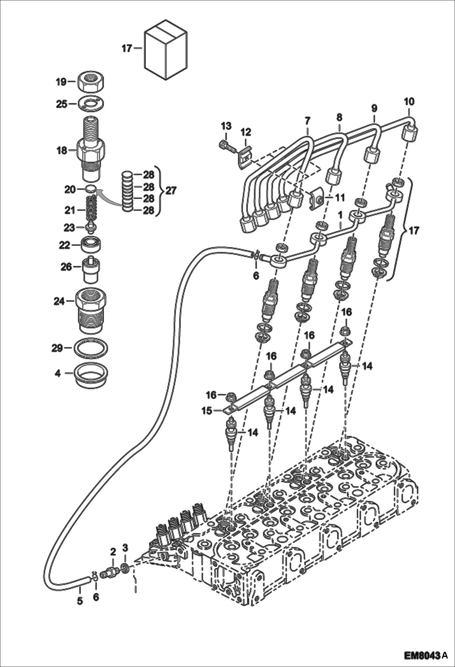 Схема запчастей Bobcat S-Series - NOZZLE HOLDER & GLOW PLUG REPLACEMENT ENGINE