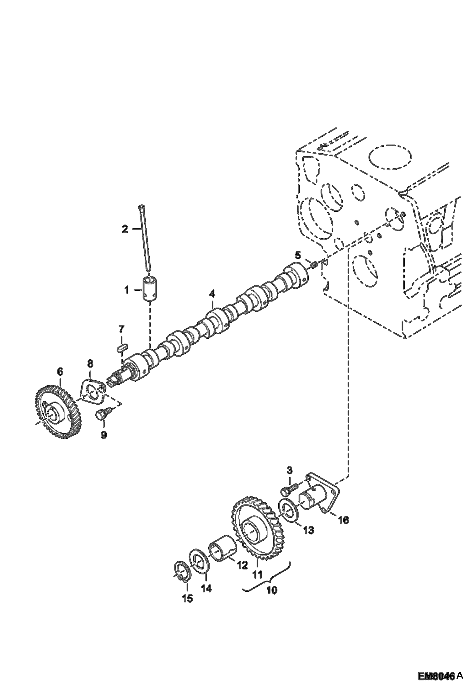 Схема запчастей Bobcat S-Series - CAMSHAFT & IDLE GEAR SHAFT REPLACEMENT ENGINE