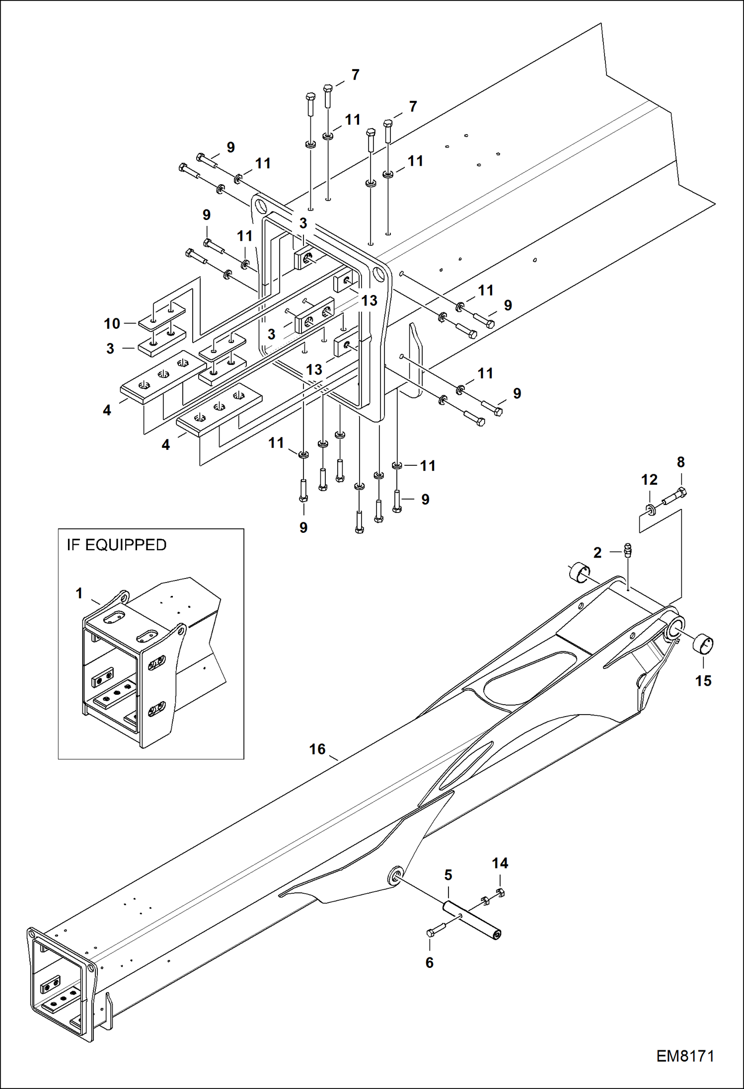 Схема запчастей Bobcat TL470 - FIXED BOOM MAIN FRAME