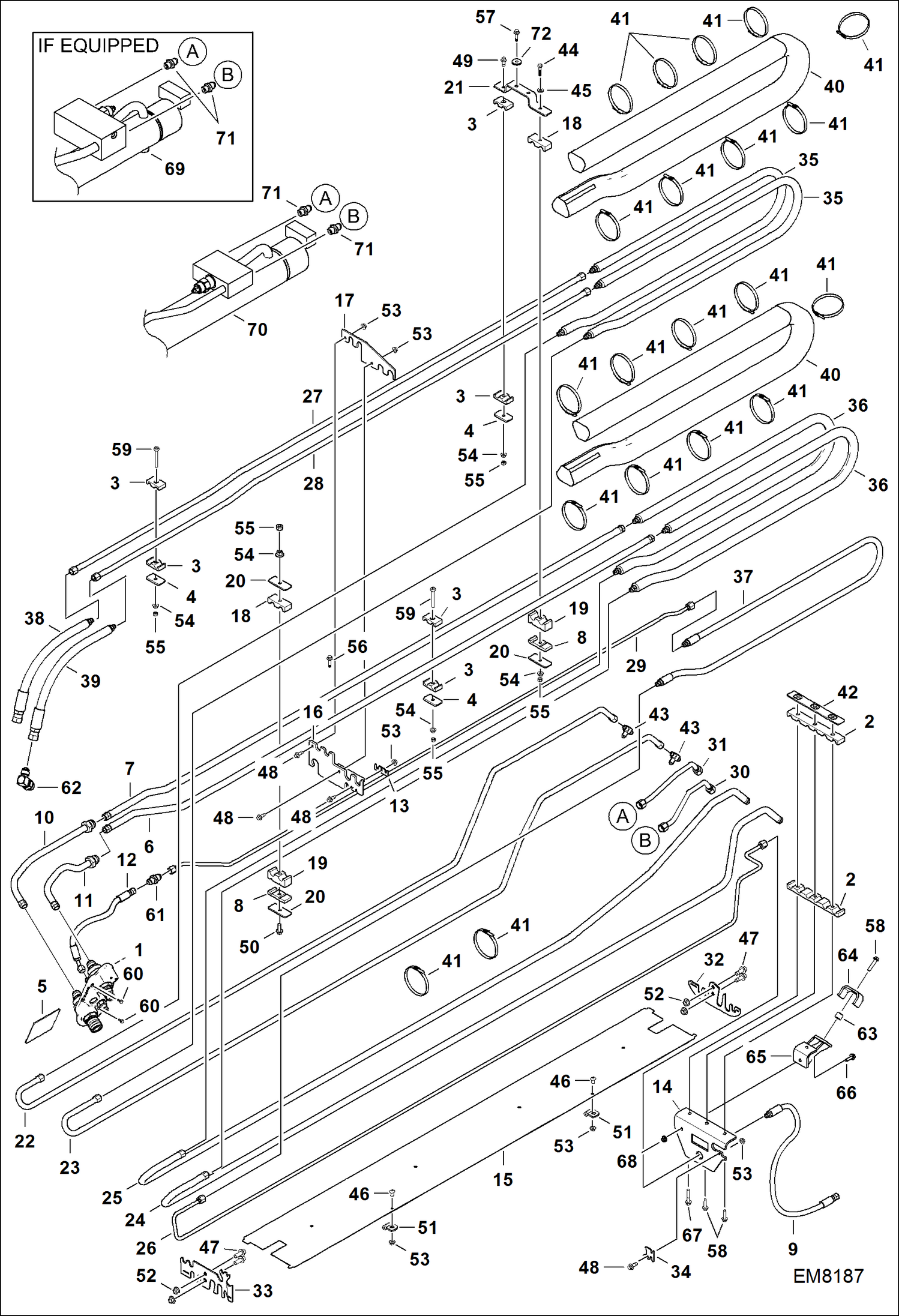 Схема запчастей Bobcat TL470 - HYDRAULIC CIRCUITRY (Boom W/Auxiliary) HYDRAULIC SYSTEM