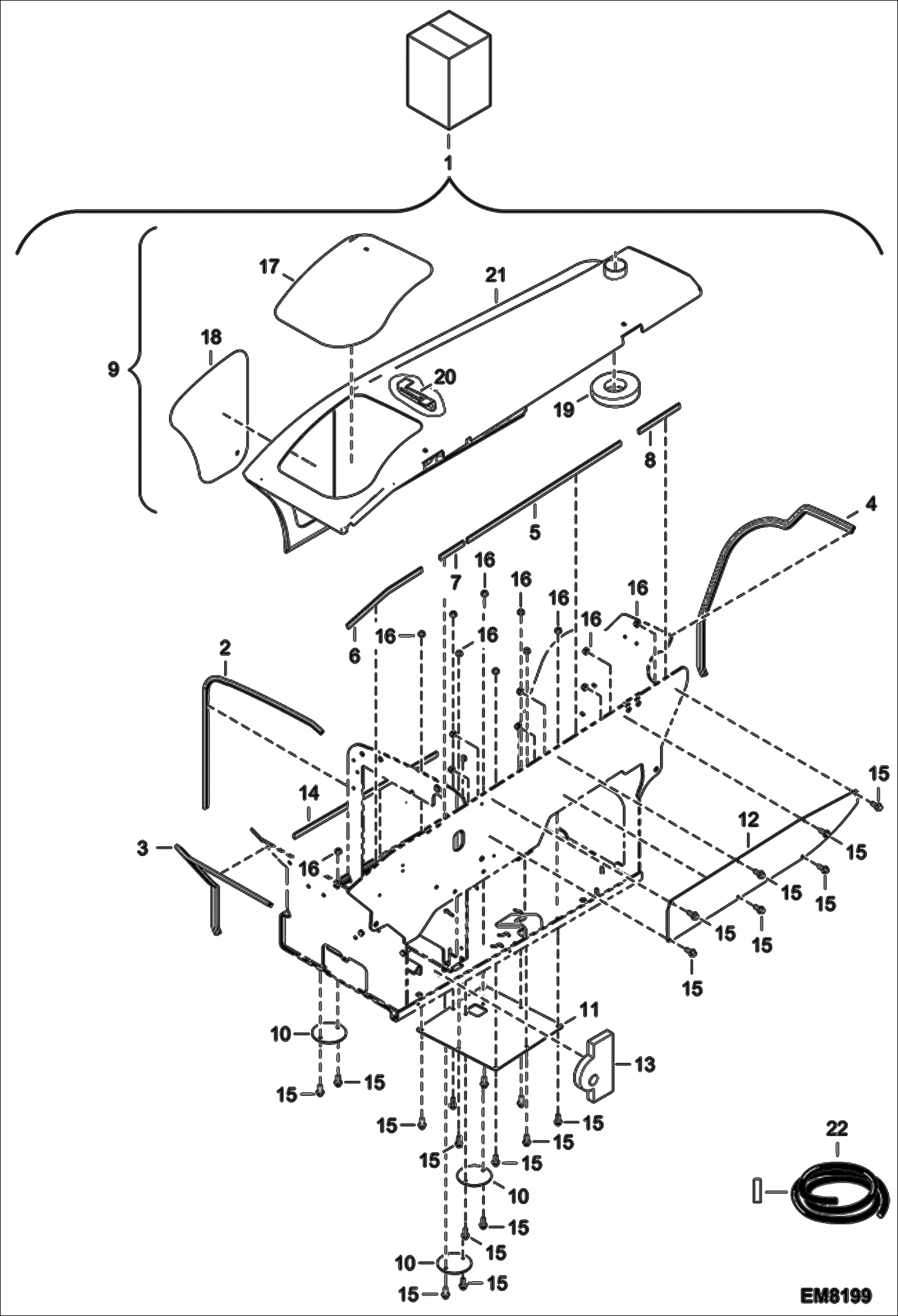 Схема запчастей Bobcat T2250 - ENGINE BASKET & COVER KIT (S/N AC1912010 & Above) ACCESSORIES & OPTIONS