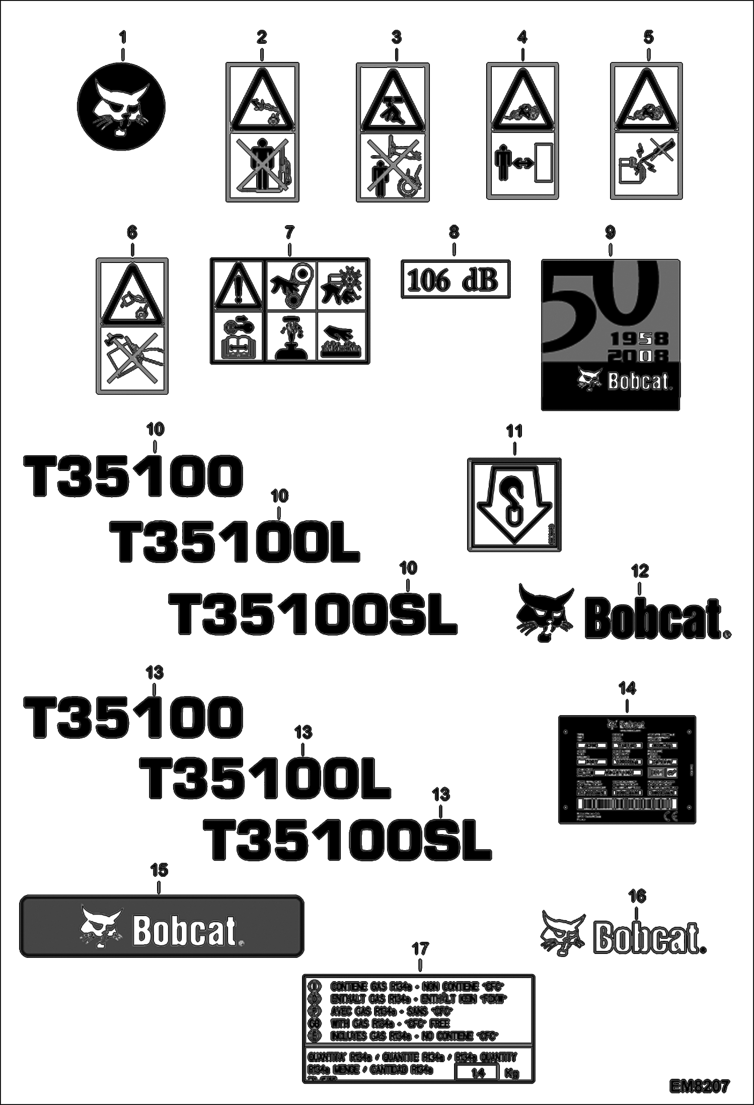 Схема запчастей Bobcat T35100L - DECALS (Outside) ACCESSORIES & OPTIONS