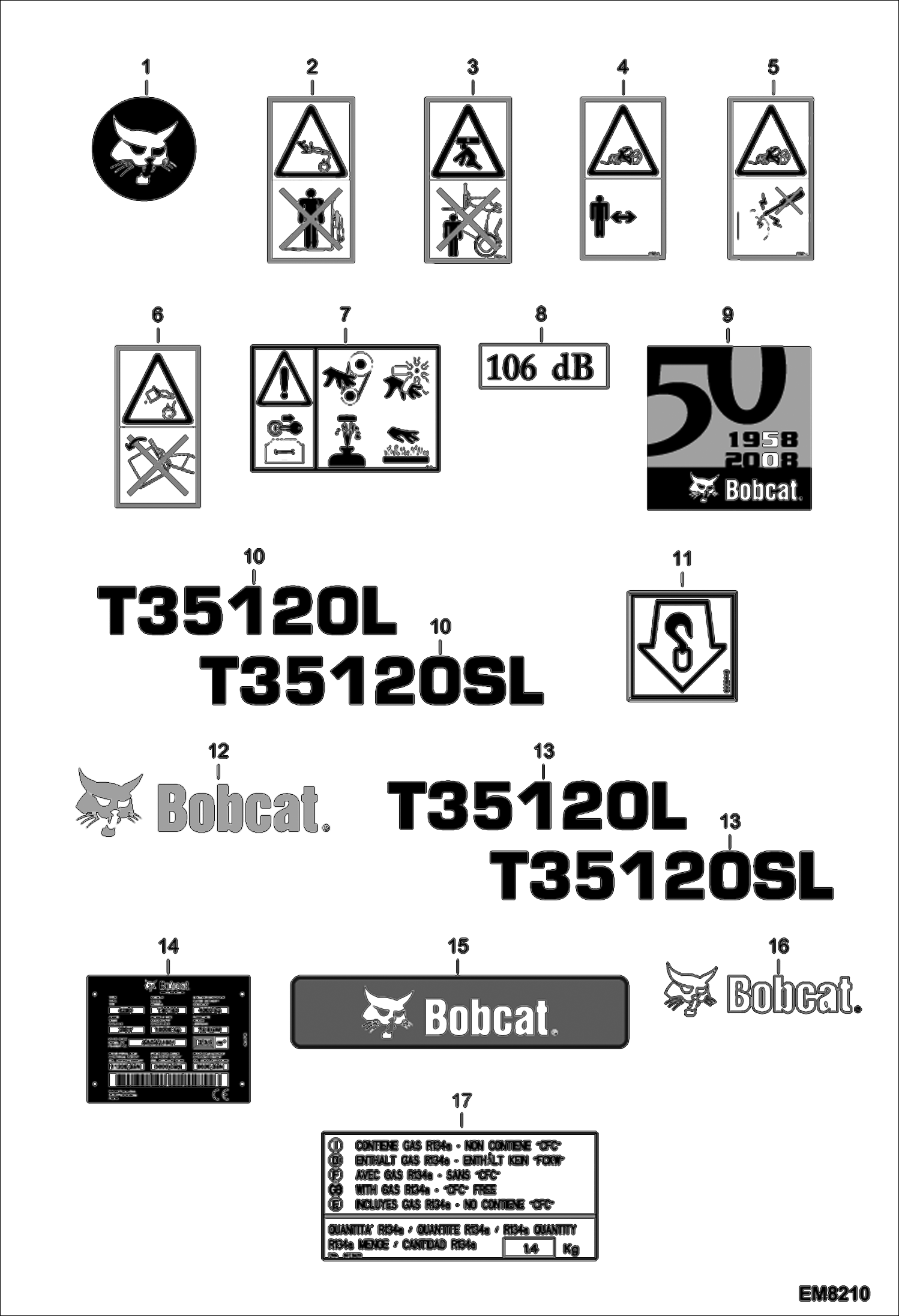 Схема запчастей Bobcat T35120L - DECALS (Outside) ACCESSORIES & OPTIONS