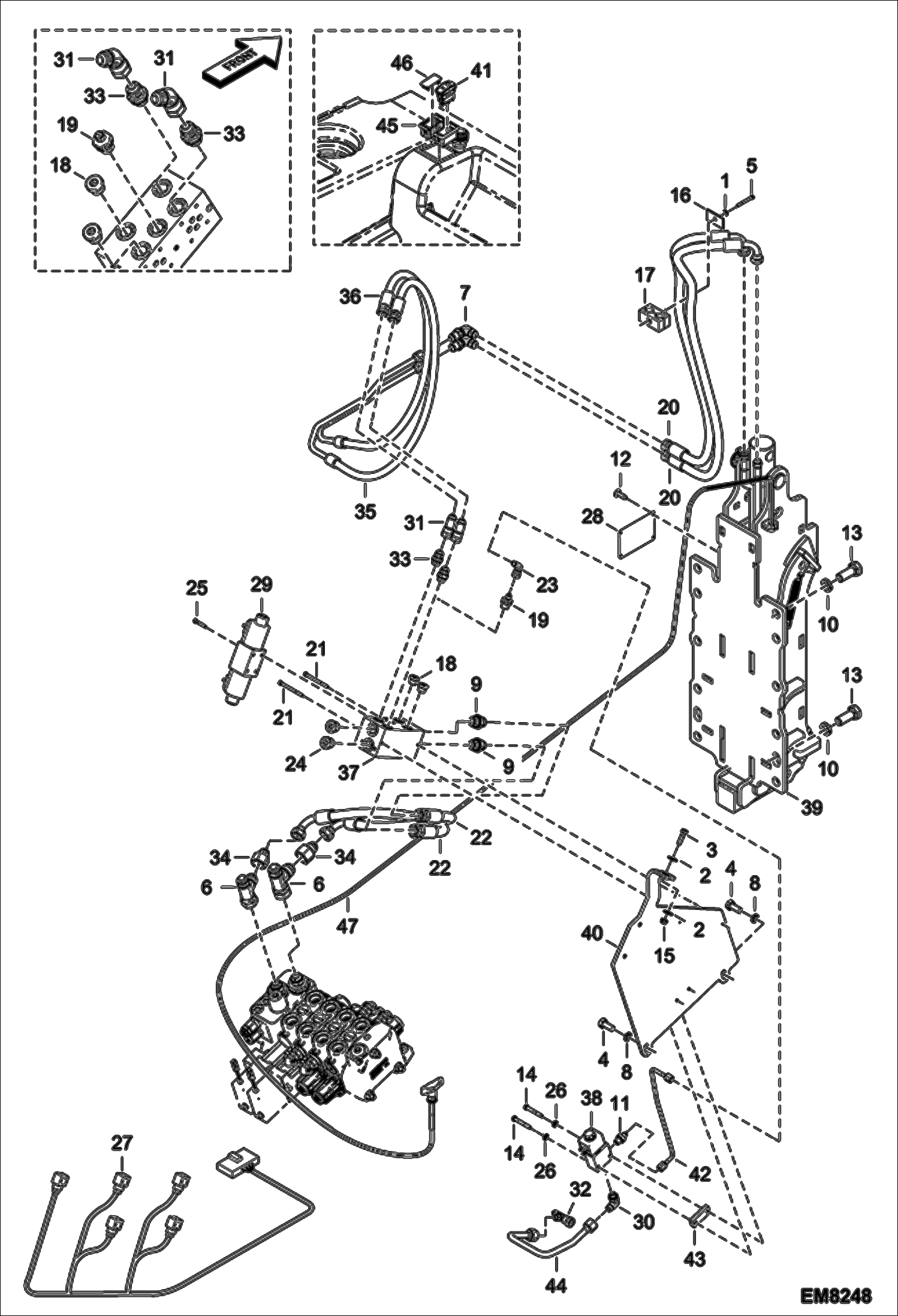 Схема запчастей Bobcat T2556 - REAR HYDRAULIC HOOK CIRCUITRY (S/N A8FR15000 & Above, A8G315000 & Above) ACCESSORIES & OPTIONS