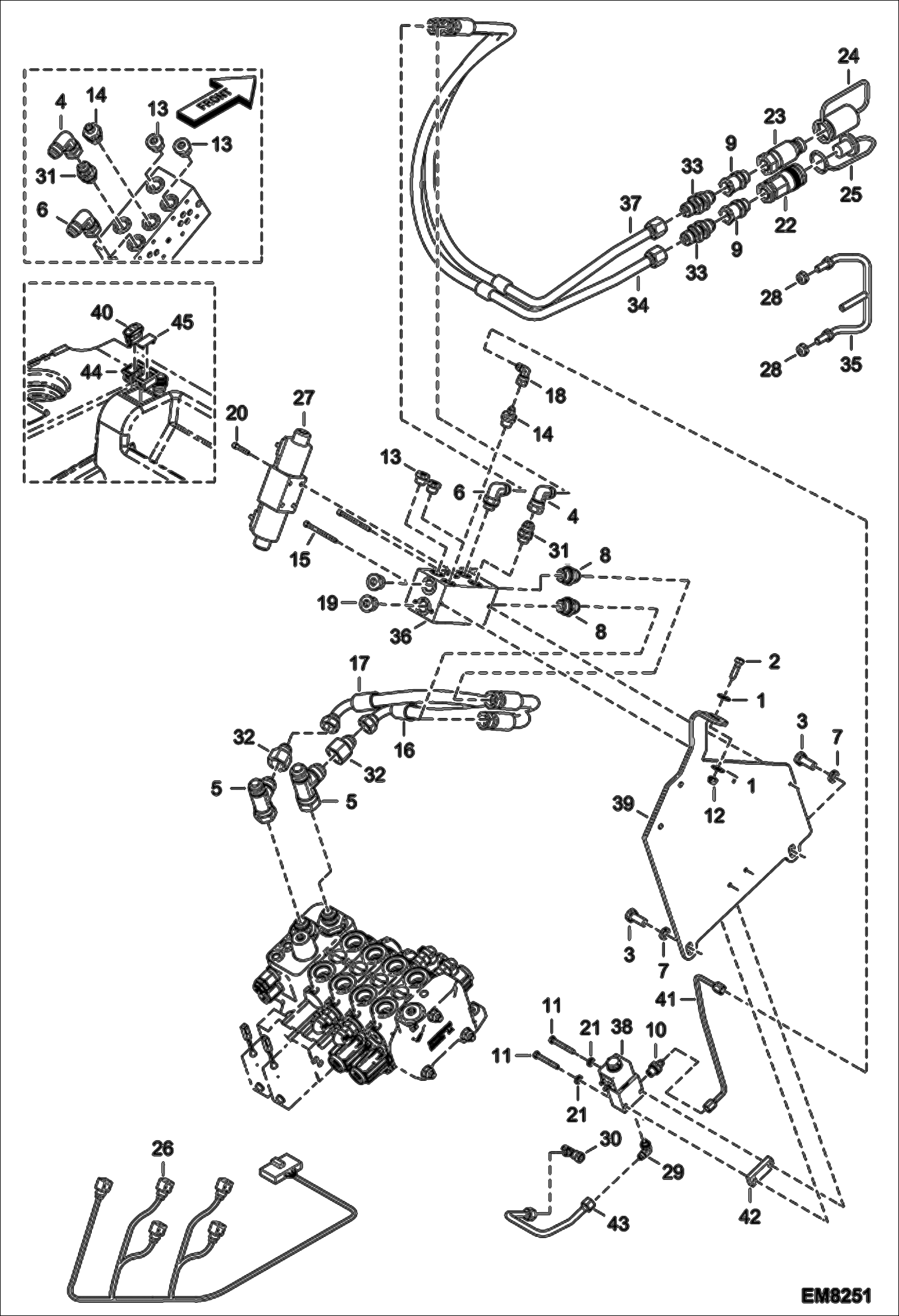 Схема запчастей Bobcat T2556 - REAR AUXILIARY HYDRAULICS (S/N A8FR15000 & Above, A8G315000 & Above) ACCESSORIES & OPTIONS