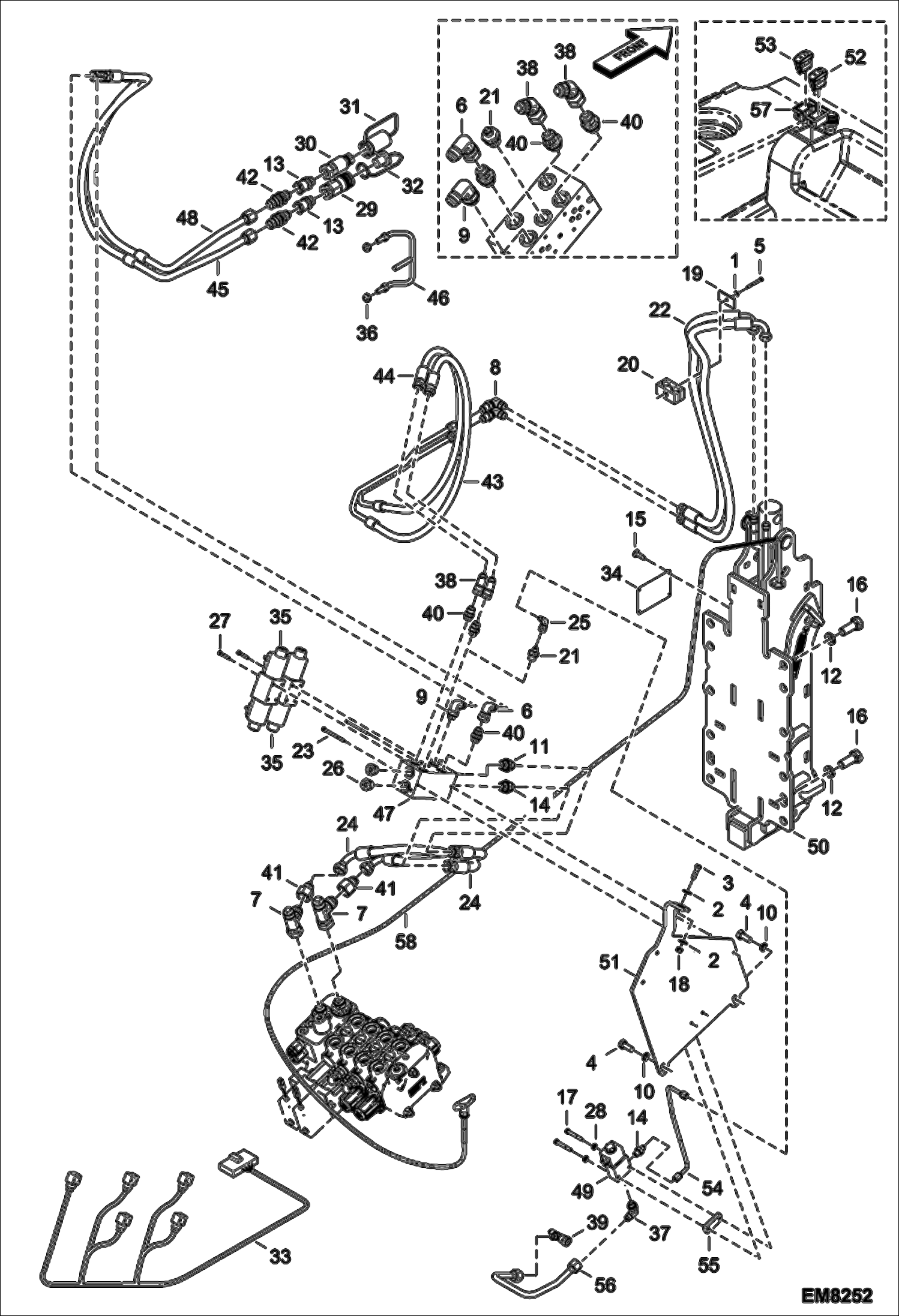 Схема запчастей Bobcat T2556 - REAR HYDRAULIC HOOK & AUXILIARY HYDRAULICS (S/N A8FR15000 & Above, A8G315000 & Above) ACCESSORIES & OPTIONS