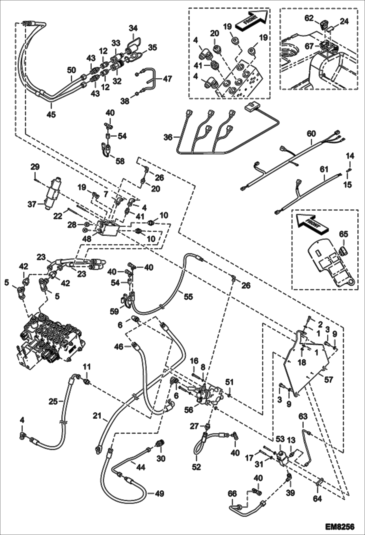 Схема запчастей Bobcat T2556 - REAR AUXILIARY HYDRAULICS & TRAILER BRAKE (Italy Version) (S/N A8FR15000 & Above, A8G315000 & Above) ACCESSORIES & OPTIONS