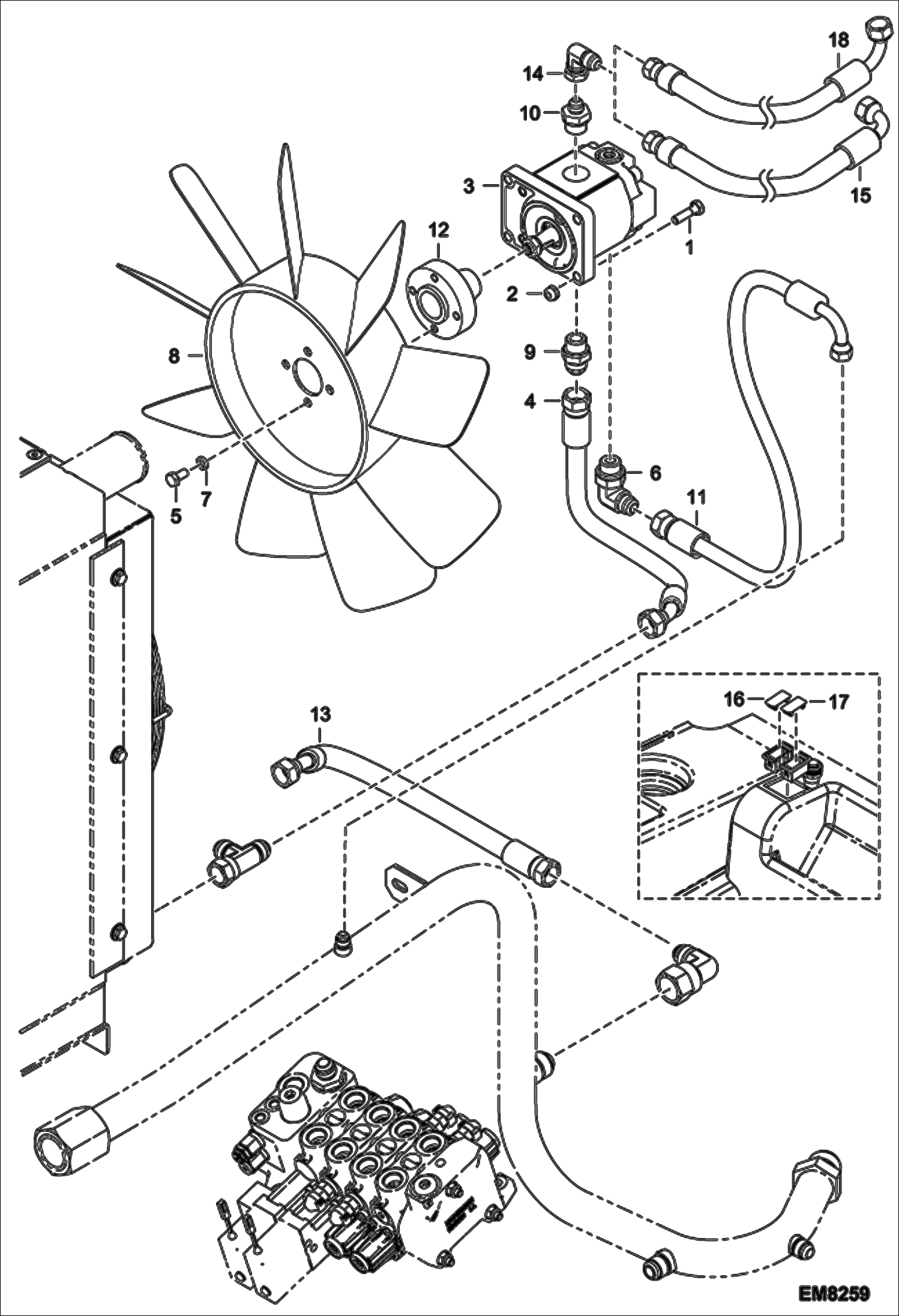 Схема запчастей Bobcat T2556 - COOLING FAN CIRCUIT (S/N A8FR15000 & Above, A8G315000 & Above) POWER UNIT