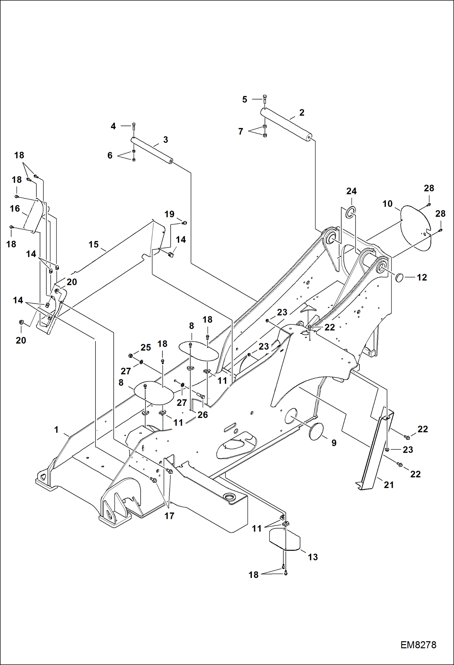 Схема запчастей Bobcat TL470 - MAIN FRAME MAIN FRAME