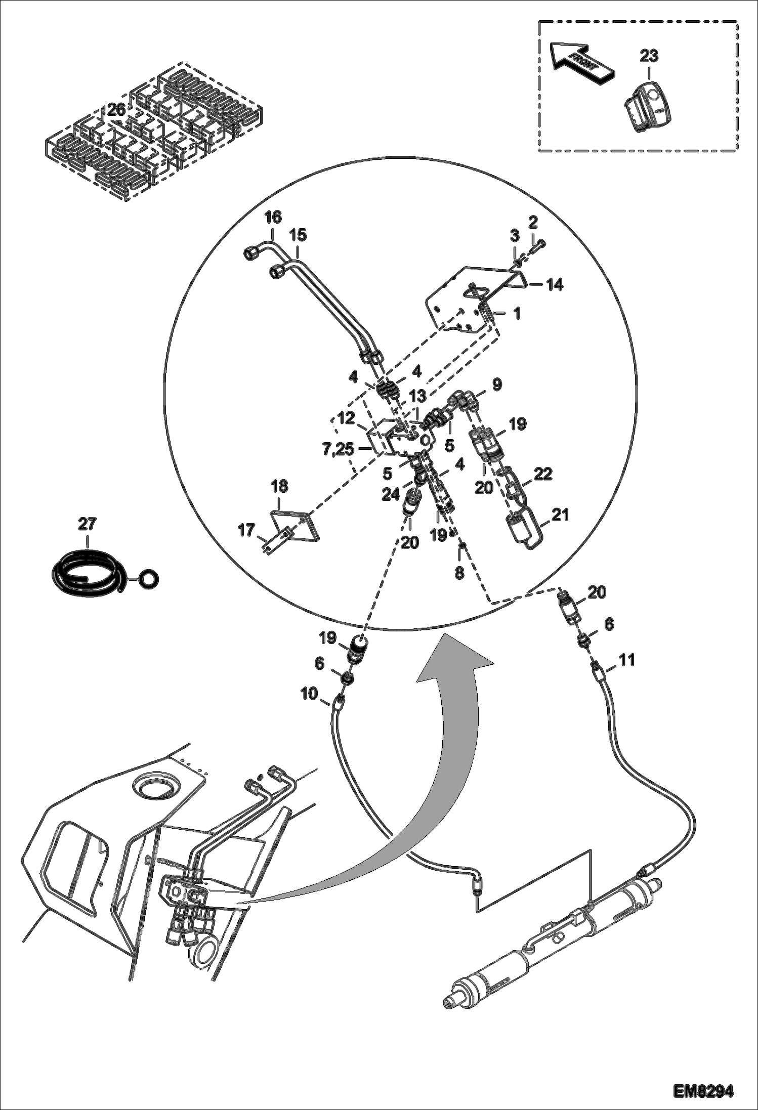 Схема запчастей Bobcat V723 - 2ND HYDRAULIC FUNCTION ON BOOM ACCESSORIES & OPTIONS