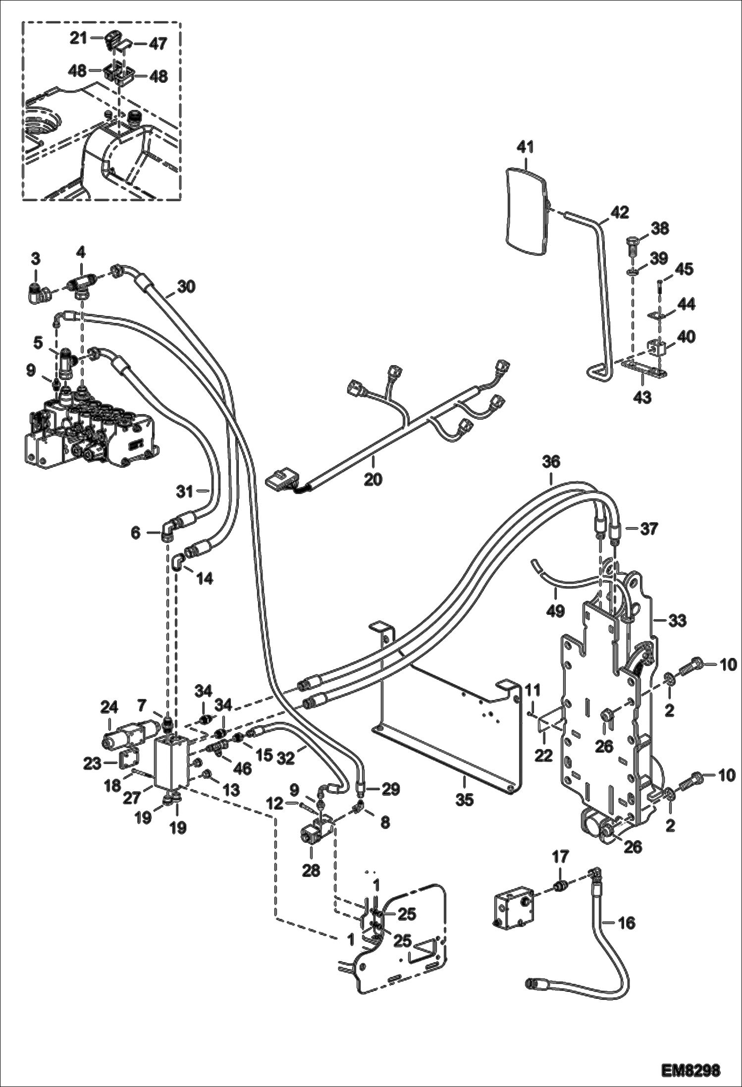 Схема запчастей Bobcat V723 - REAR HYDRAULIC HOOK INSTALLATION (S/N A8HL15000 & Above, A8HP15000 & Above) ACCESSORIES & OPTIONS