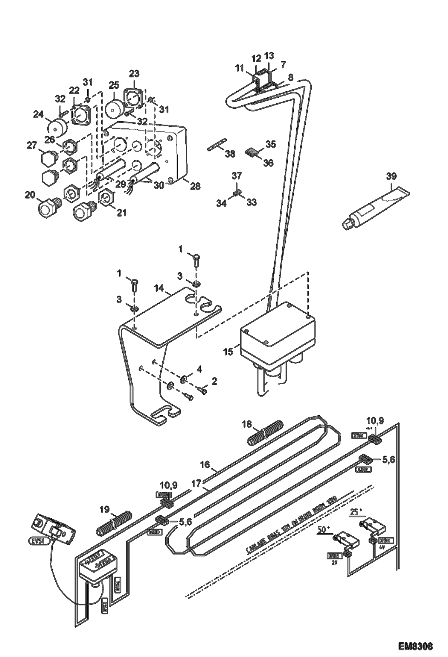 Схема запчастей Bobcat T40140 - ELECTRICAL CIRCUIT ARM ELECTRICAL SYSTEM