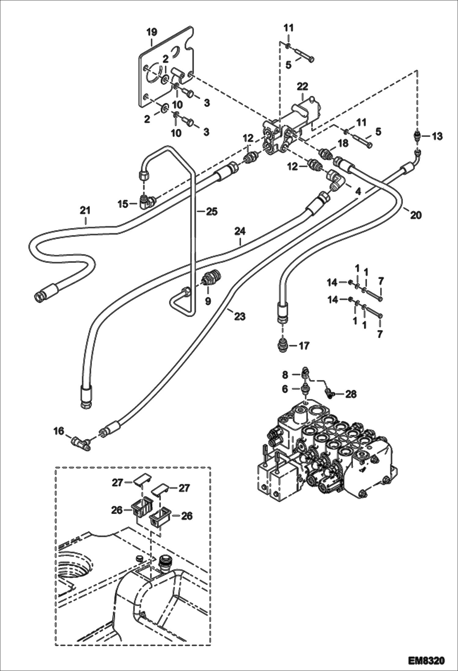 Схема запчастей Bobcat T35120SL - TRAILER BRAKE (S/N A8GV15000 & Above, A8GJ15000 & Above) ACCESSORIES & OPTIONS