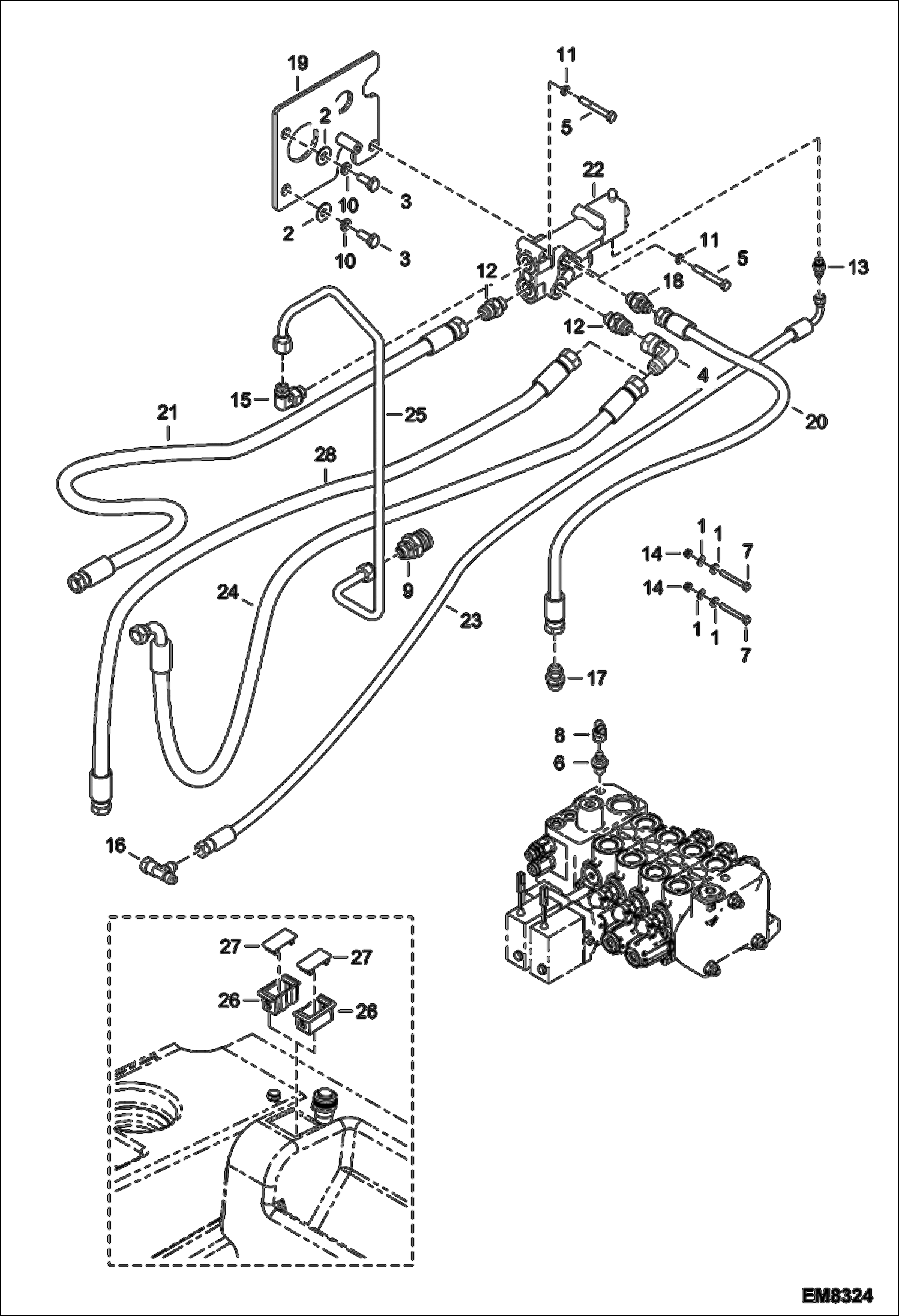 Схема запчастей Bobcat T3571L - TRAILER BRAKE (S/N A8HF15000 & Above, A8H615000 & Above) ACCESSORIES & OPTIONS