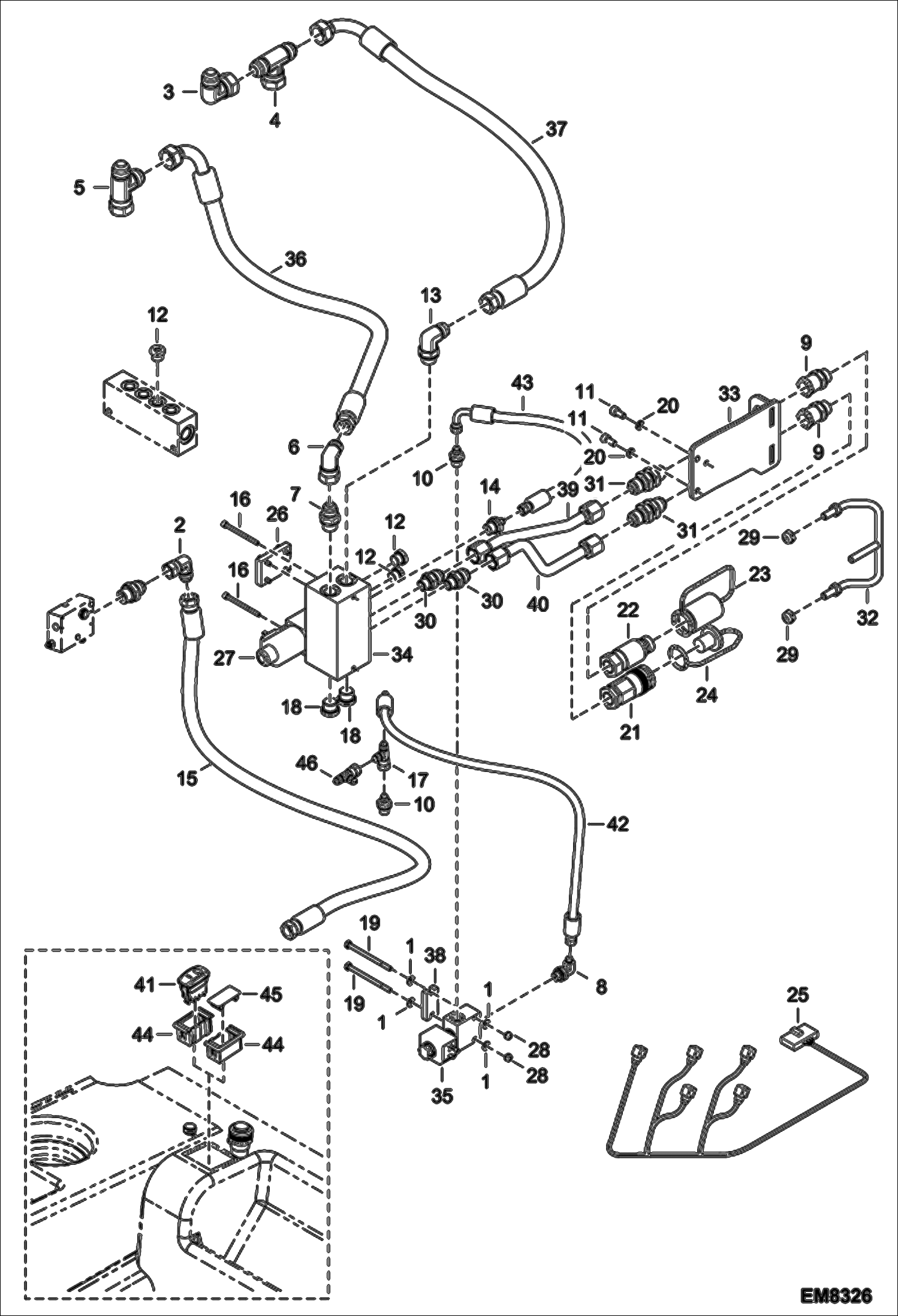 Схема запчастей Bobcat T35120L - REAR AUXILIARY HYDRAULICS (S/N A8GJ15000 & Above, A8GV15000 & Above) ACCESSORIES & OPTIONS