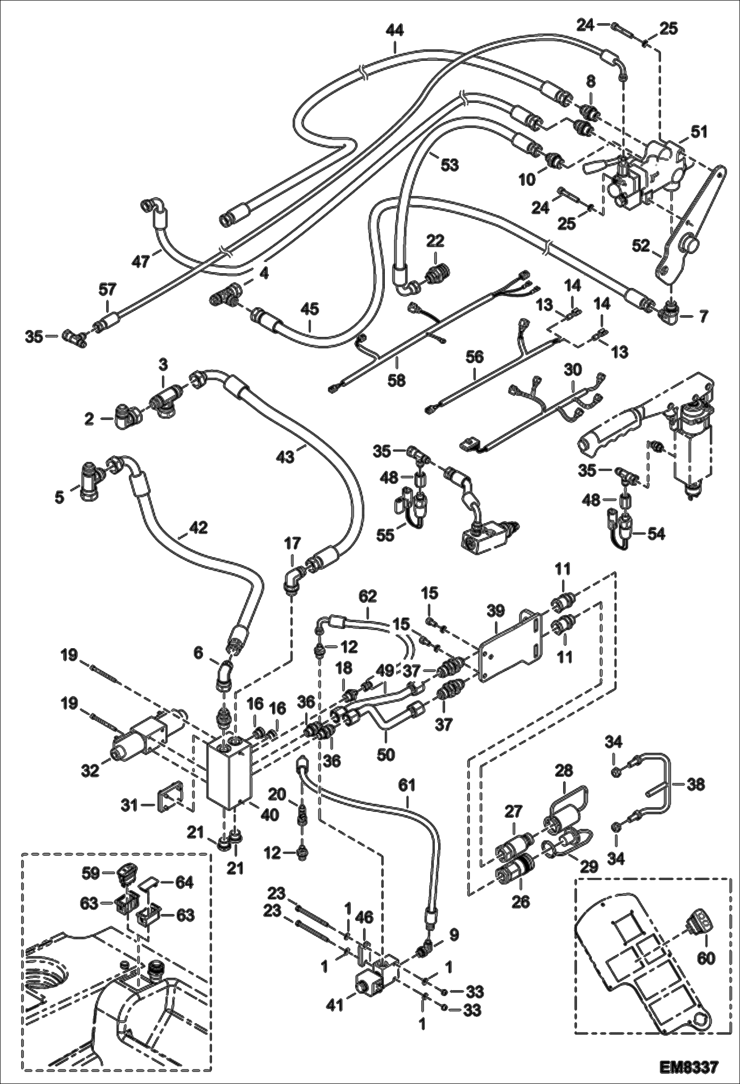 Схема запчастей Bobcat T35120L - REAR AUXILIARY HYDRAULICS & TRAILER BRAKE (Italy Version) (S/N A8GJ15000 & Above, A8GV15000 & Above) ACCESSORIES & OPTIONS